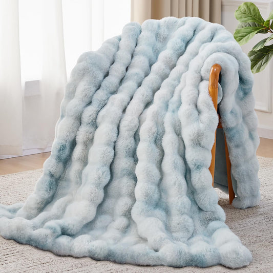 Anysay Faux Fur Throw Blanket — Tie-Dye Grey