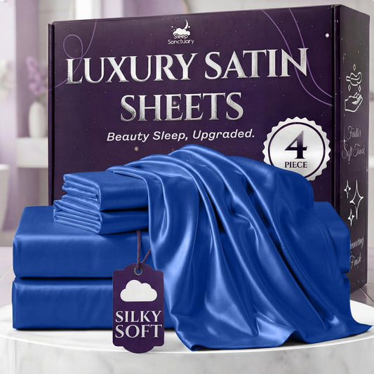 Sleep Sanctuary Satin Sheets — King, Black