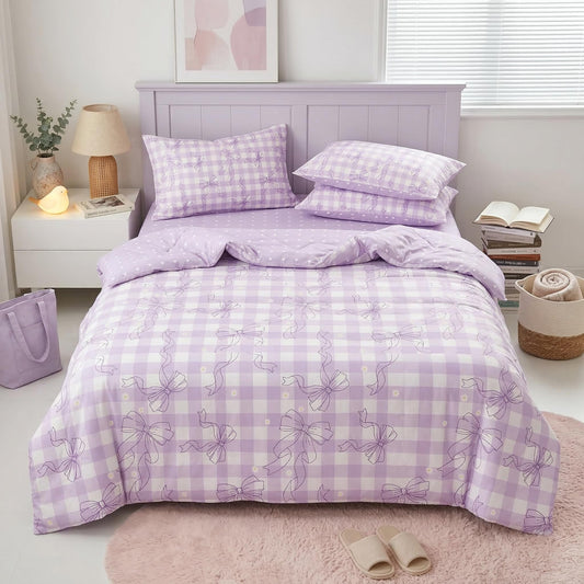 CCoutueChen Botanical Comforter Set — Grey Stripe, Queen