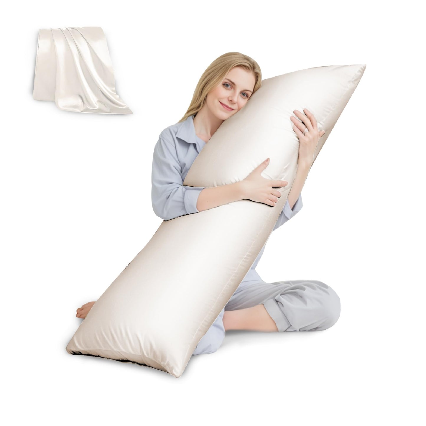 HUXMEYSON Satin Body Pillow — Grey