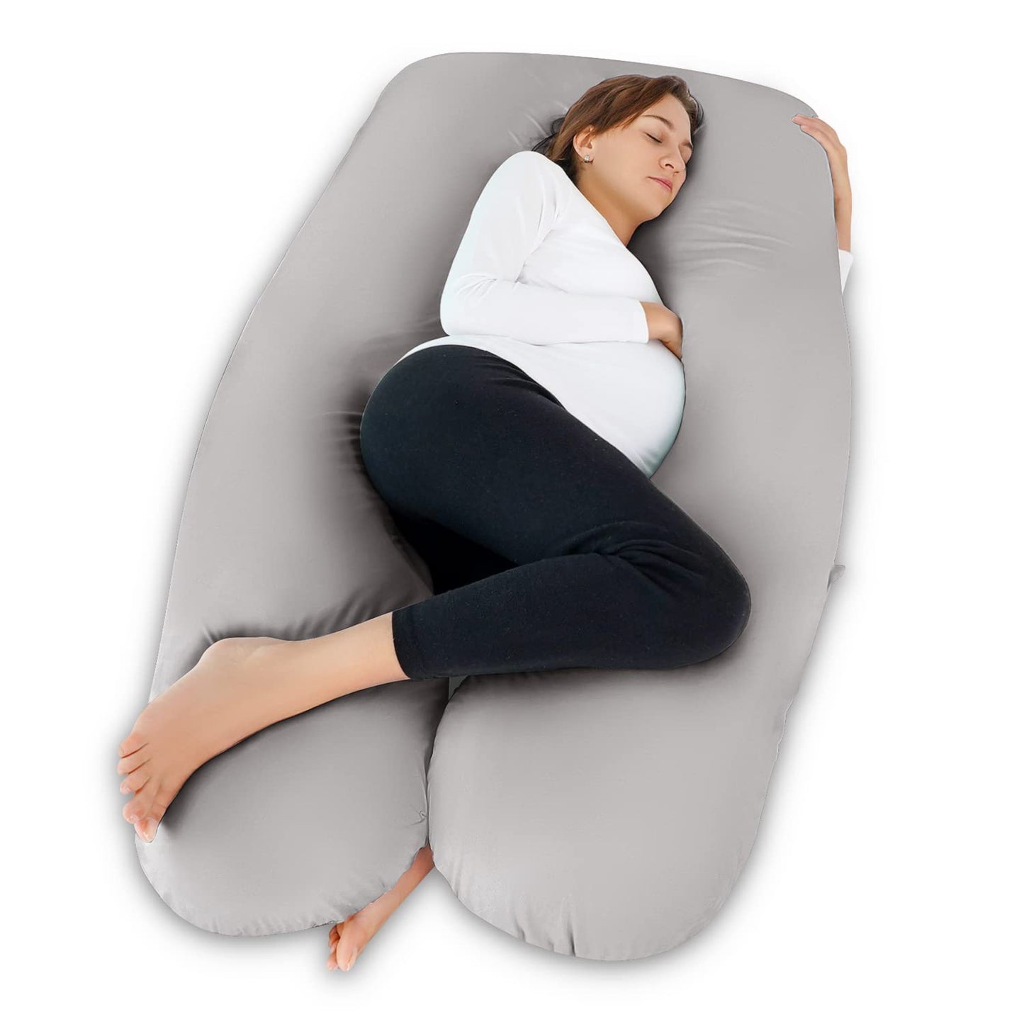 MeiZ Full Body Pregnancy Pillow — Grey