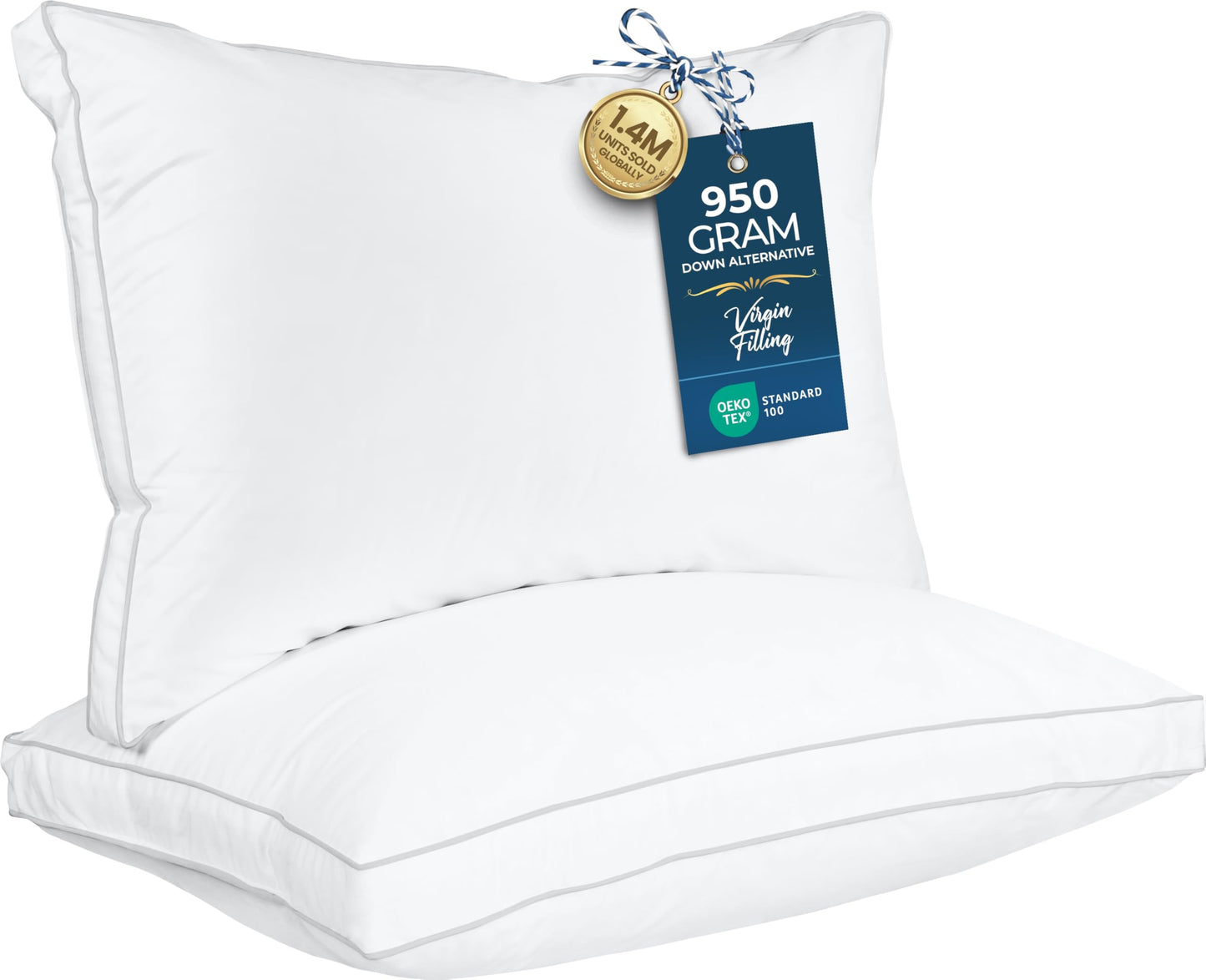 Utopia Down Alternative Pillows — White, Queen (Set of 2)