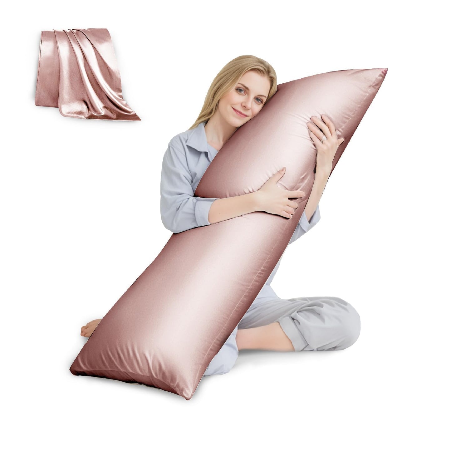 HUXMEYSON Satin Body Pillow — Grey