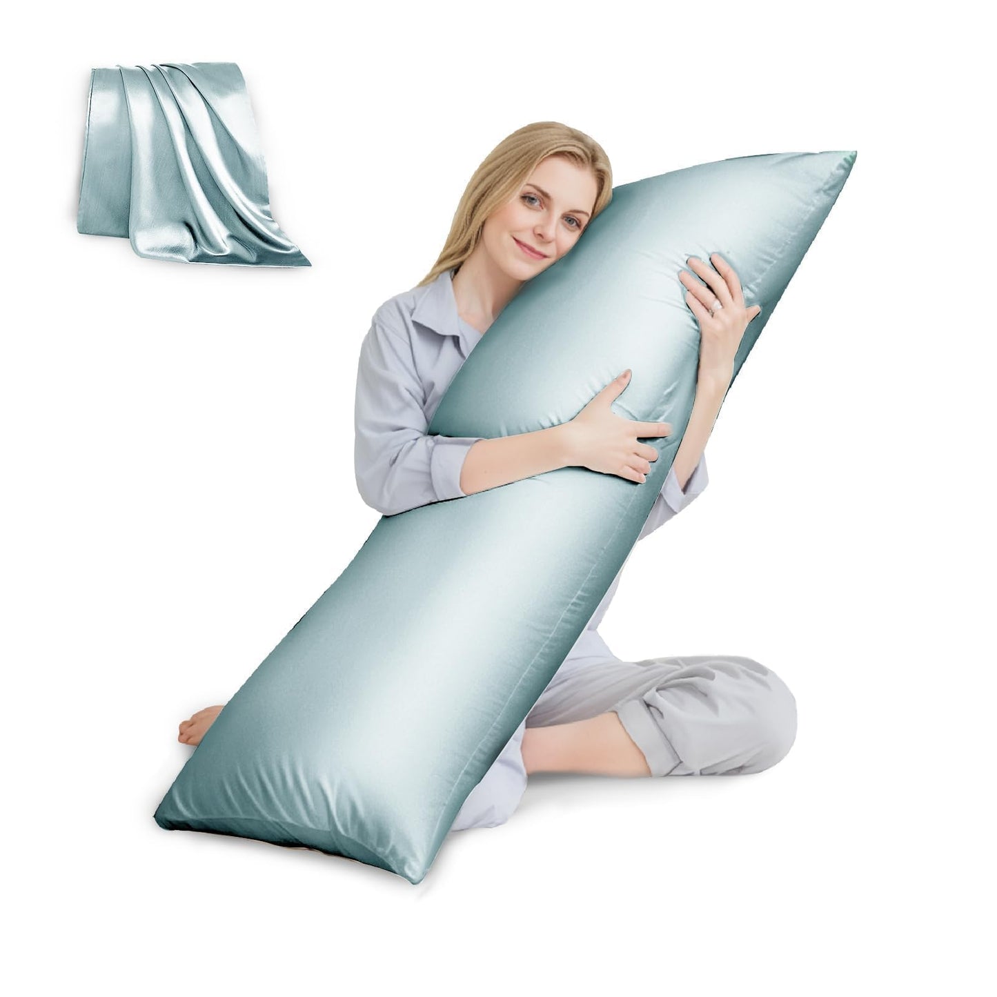 HUXMEYSON Satin Body Pillow — Grey