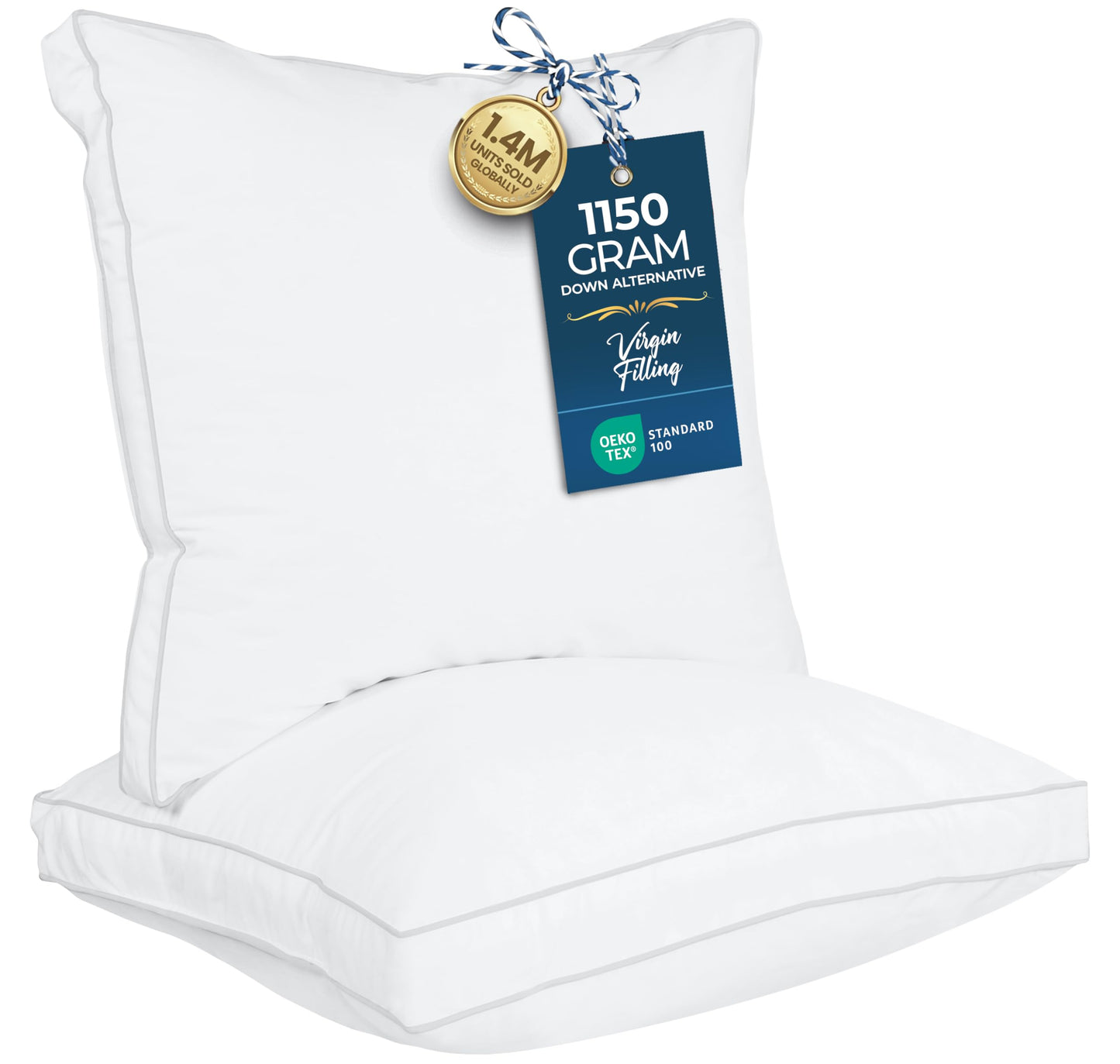 Utopia Down Alternative Pillows — White, Queen (Set of 2)