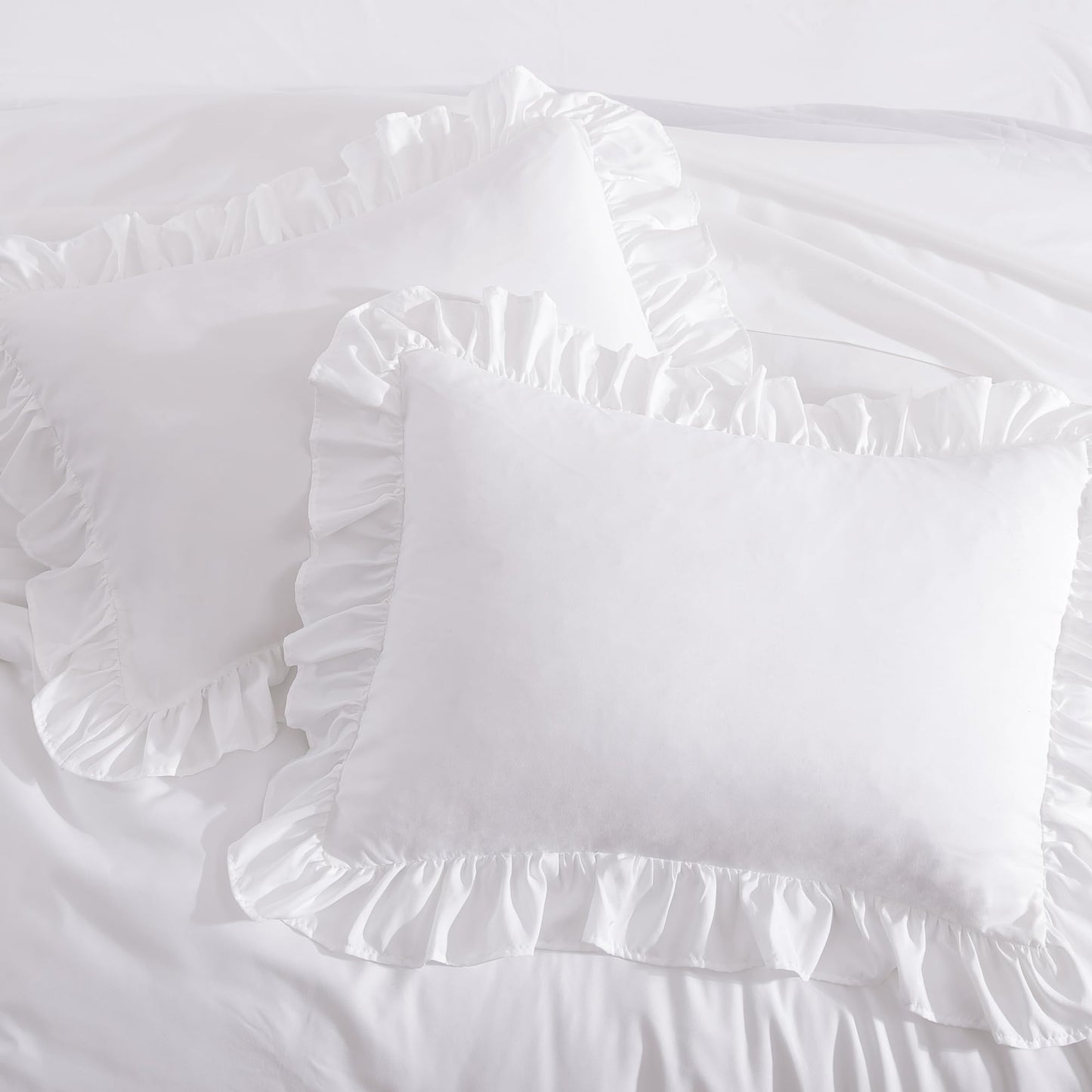 AMBERSPACE Ruffle Comforter Set — Soft Pink, Queen