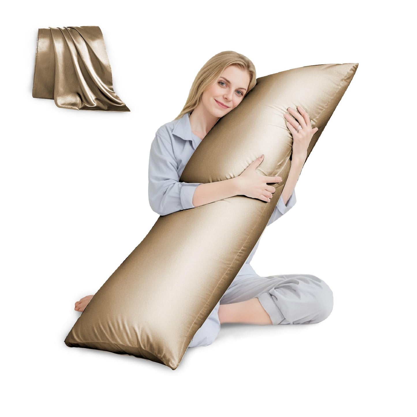 HUXMEYSON Satin Body Pillow — Grey