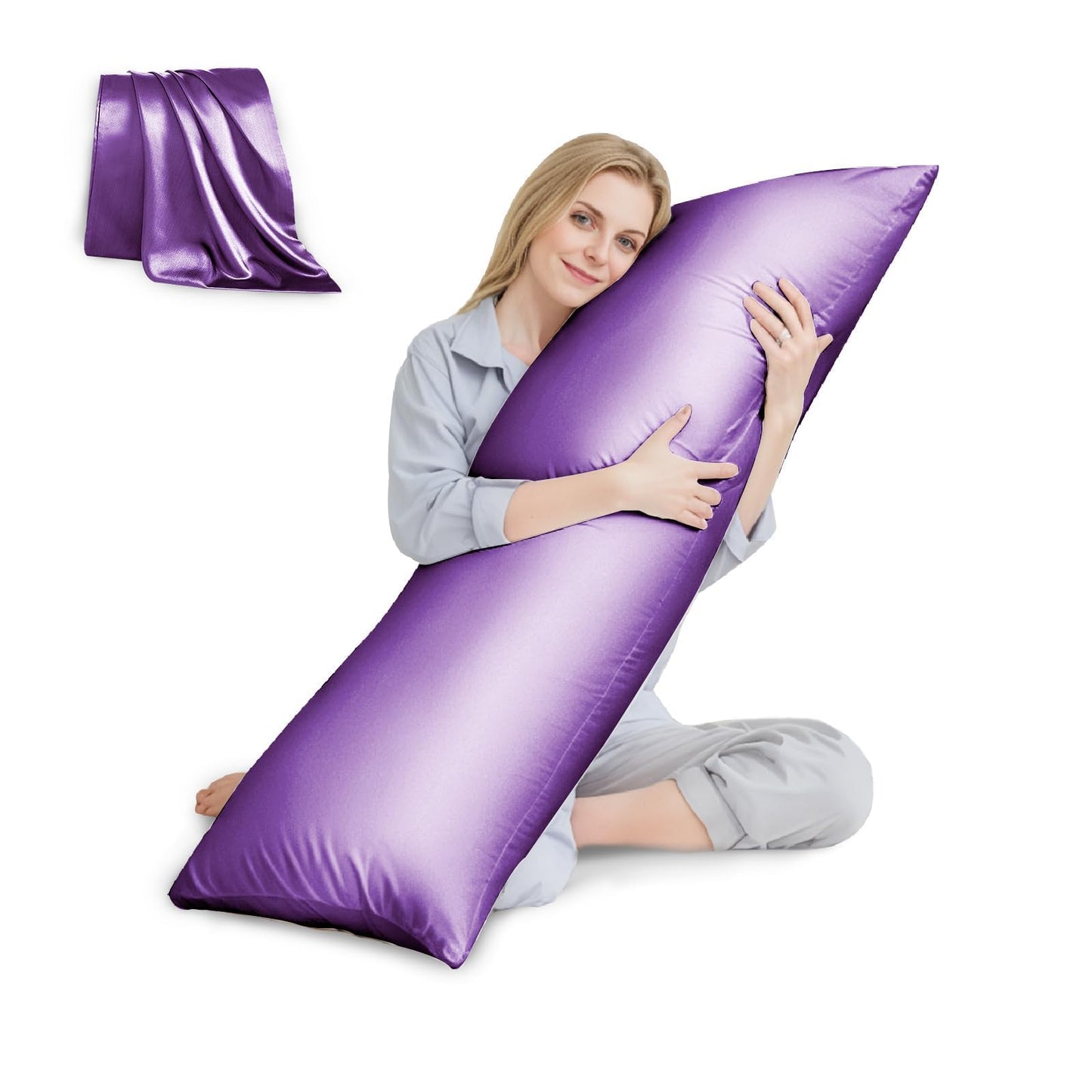 HUXMEYSON Satin Body Pillow — Grey