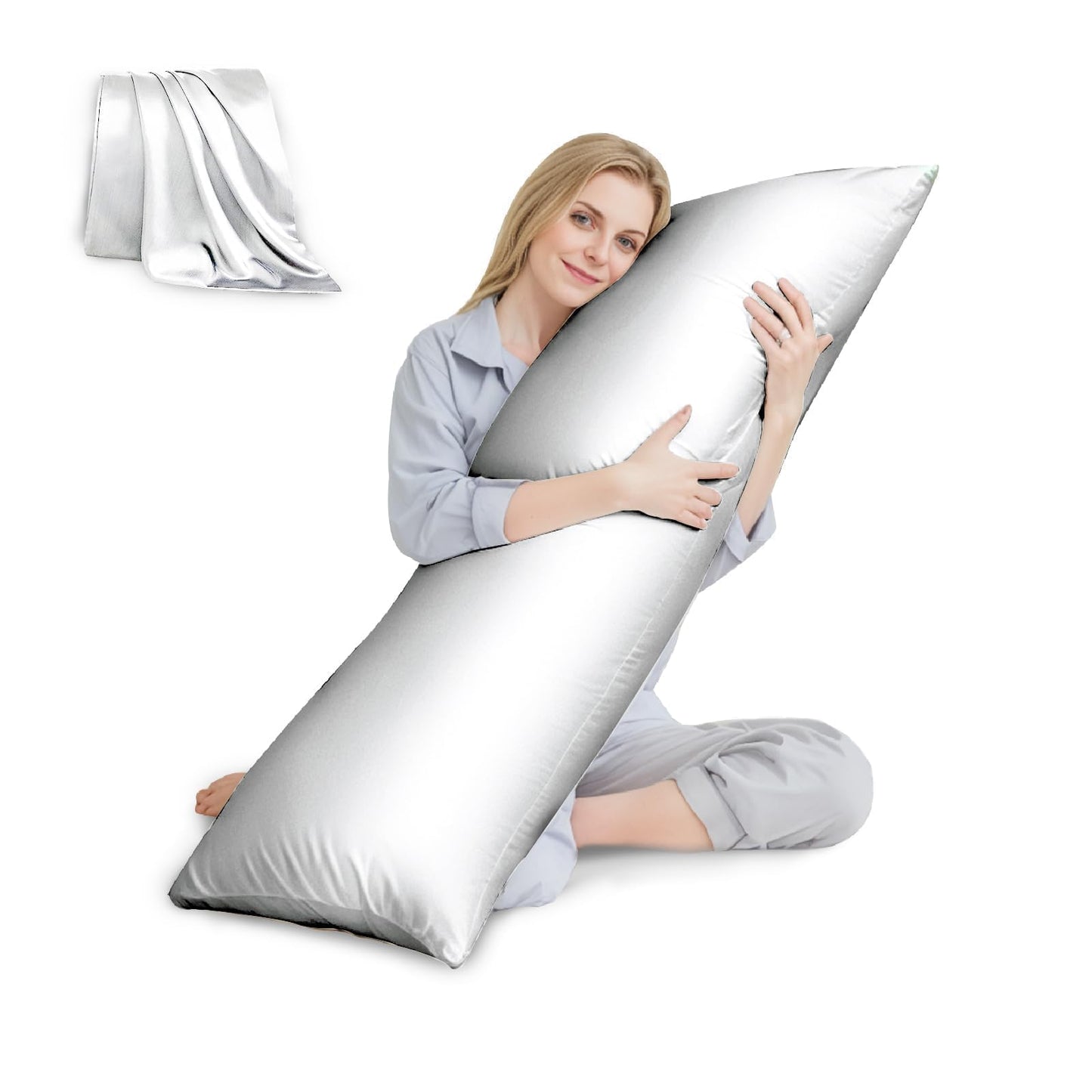 HUXMEYSON Satin Body Pillow — Grey
