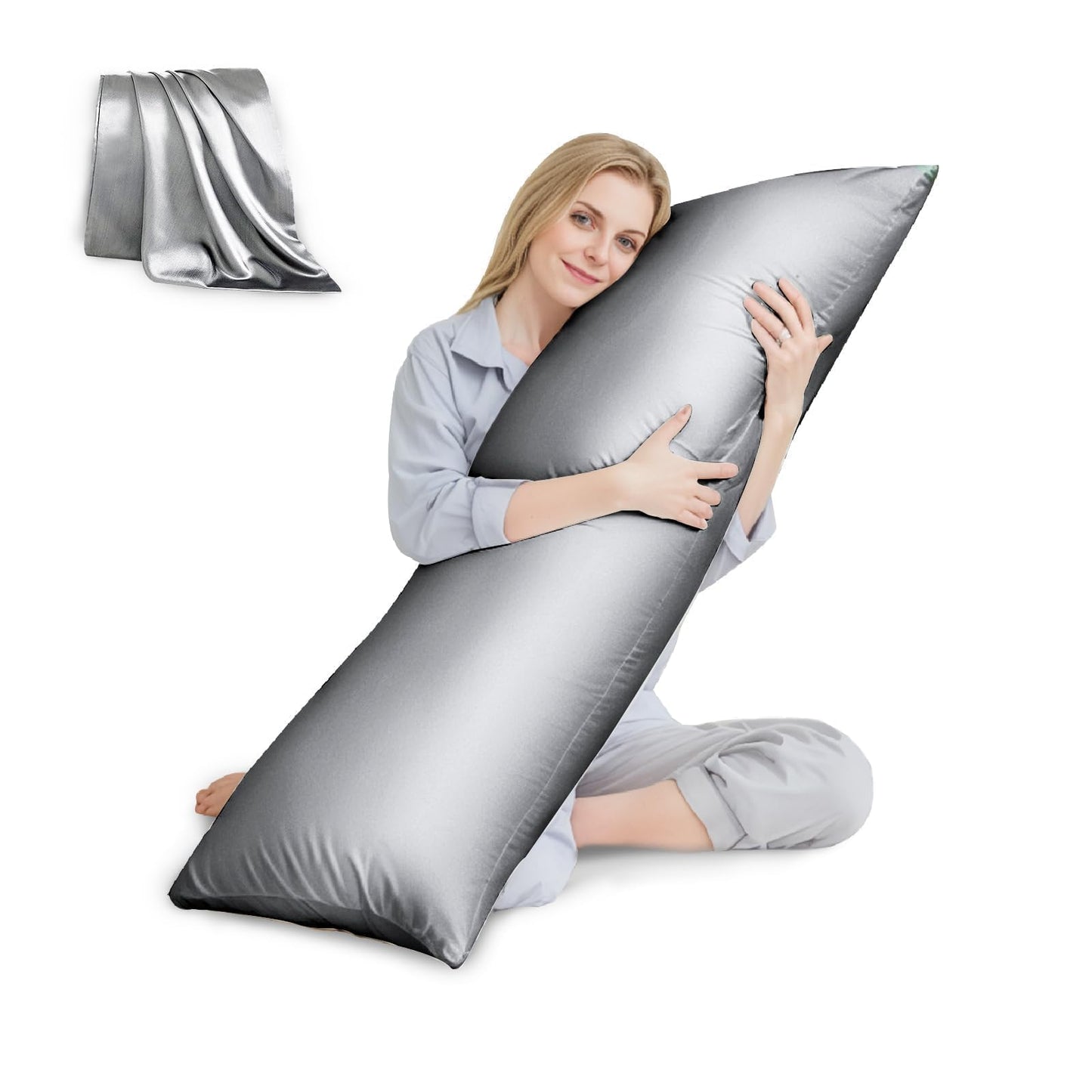 HUXMEYSON Satin Body Pillow — Grey