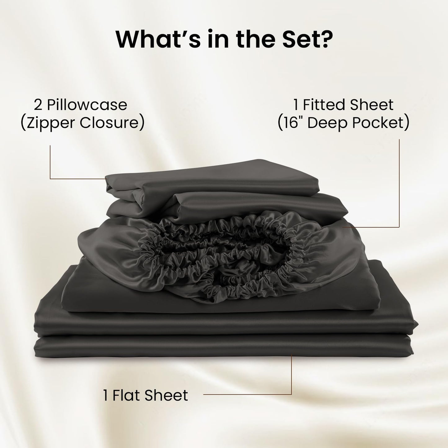 THXSILK Mulberry Silk Sheets — Queen, Black
