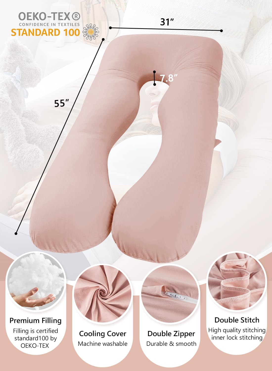 MeiZ Full Body Pregnancy Pillow — Grey