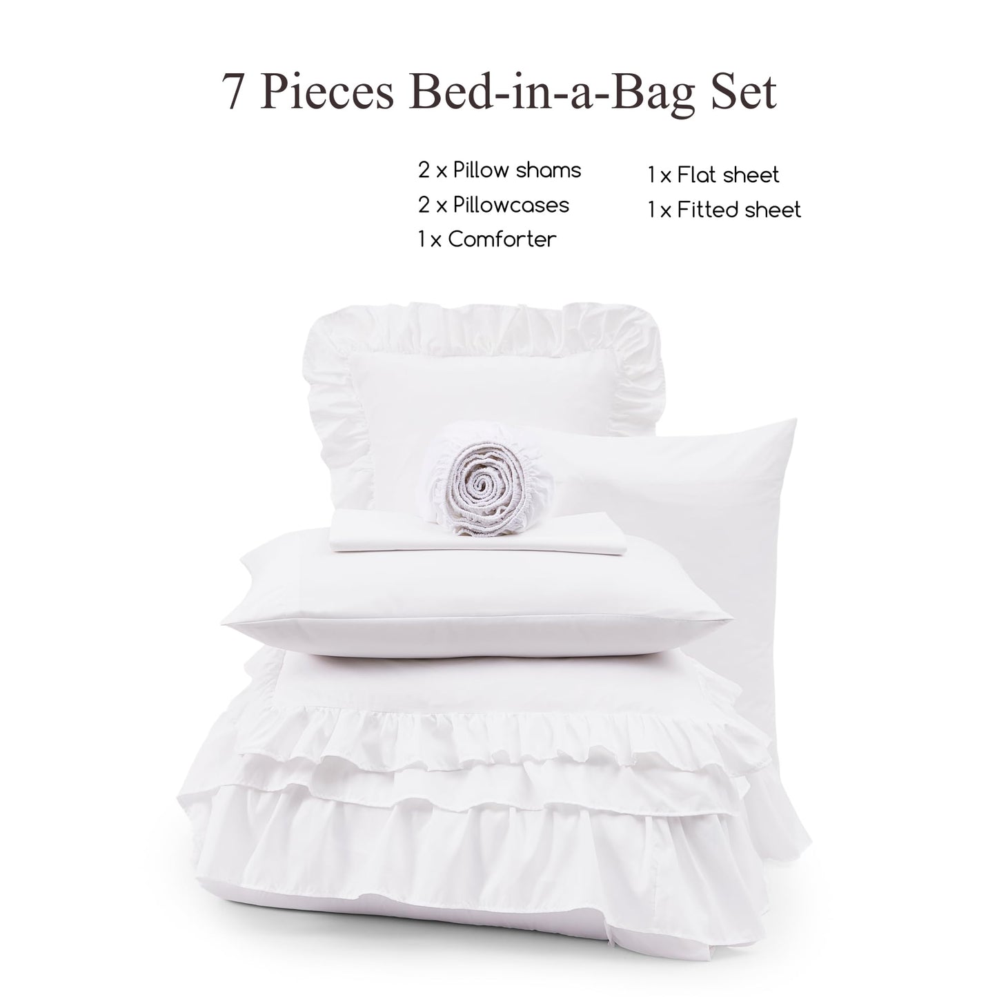 AMBERSPACE Ruffle Comforter Set — Soft Pink, Queen