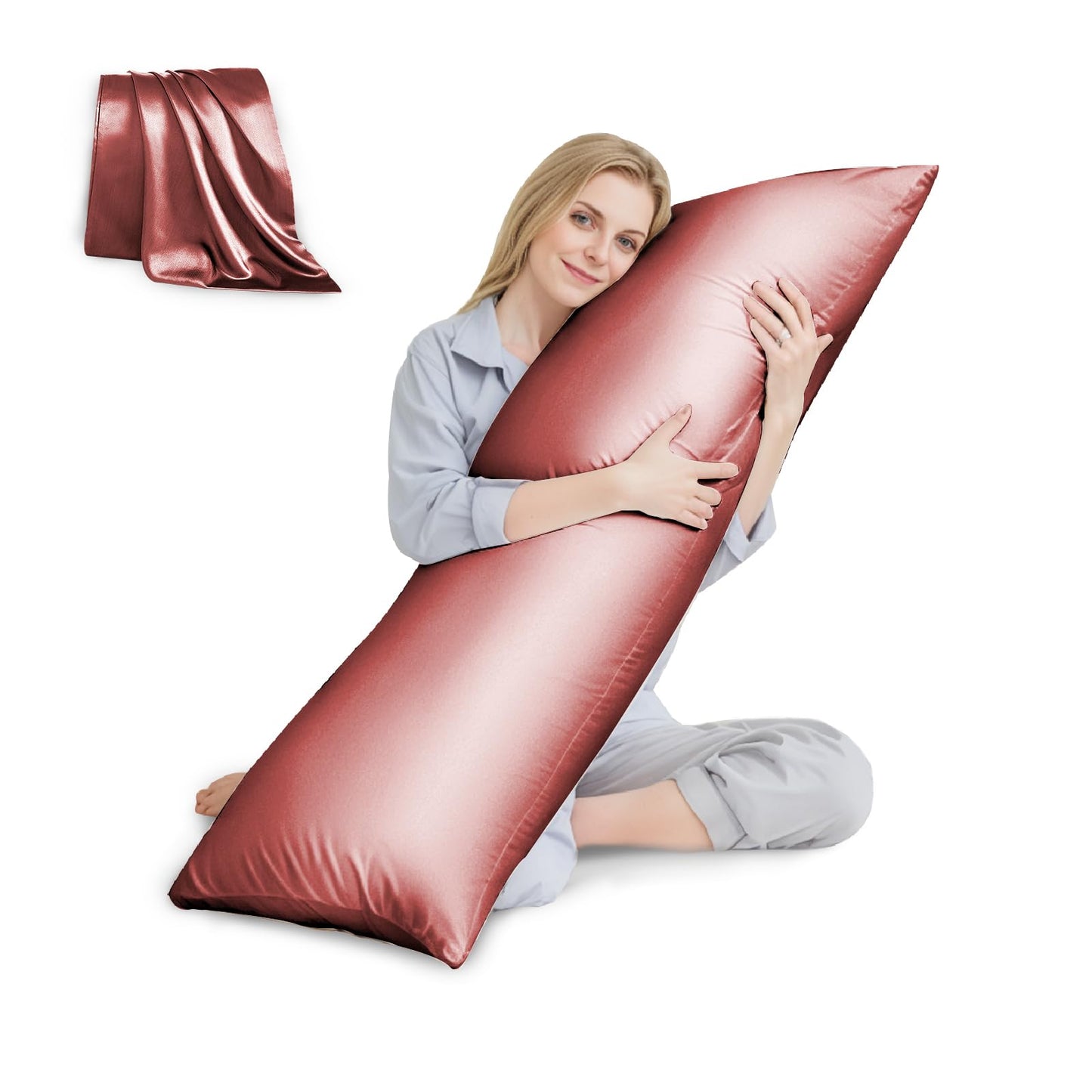 HUXMEYSON Satin Body Pillow — Grey