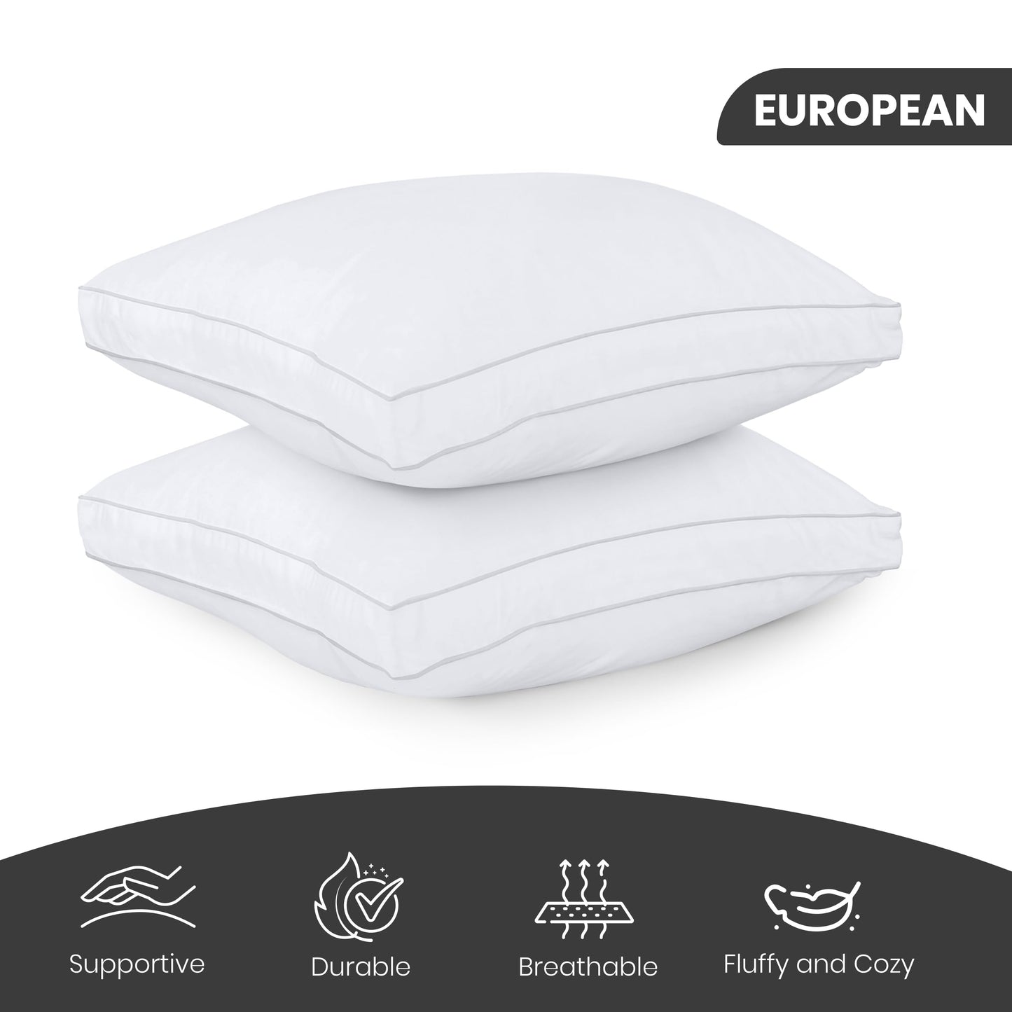 Utopia Down Alternative Pillows — White, Queen (Set of 2)
