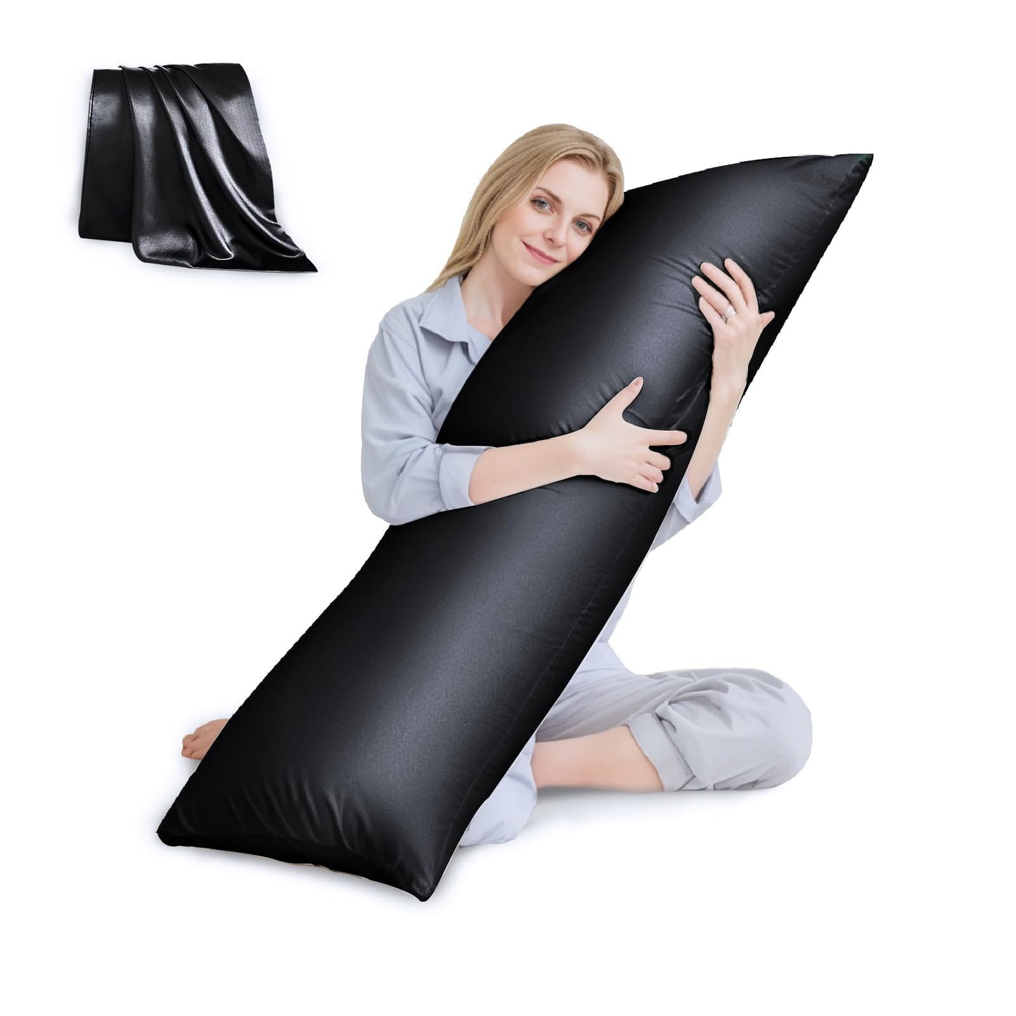 HUXMEYSON Satin Body Pillow — Grey