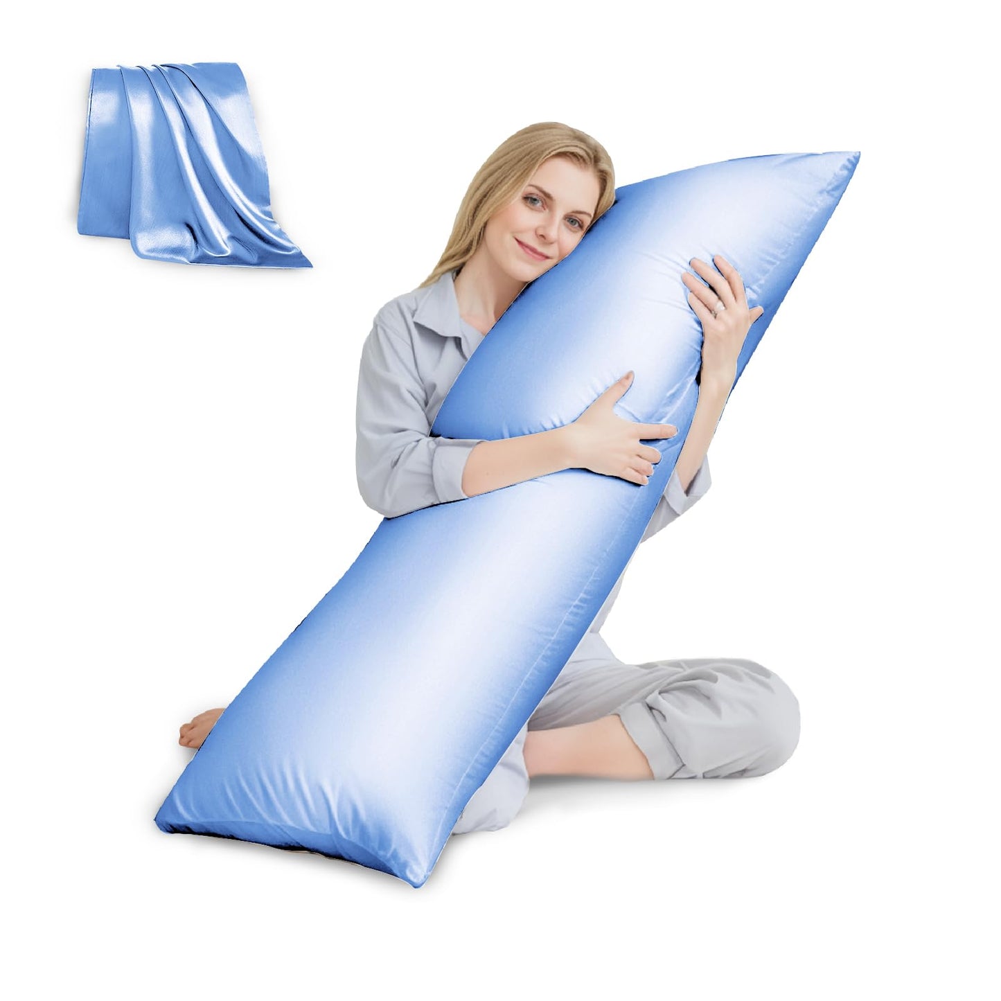 HUXMEYSON Satin Body Pillow — Grey