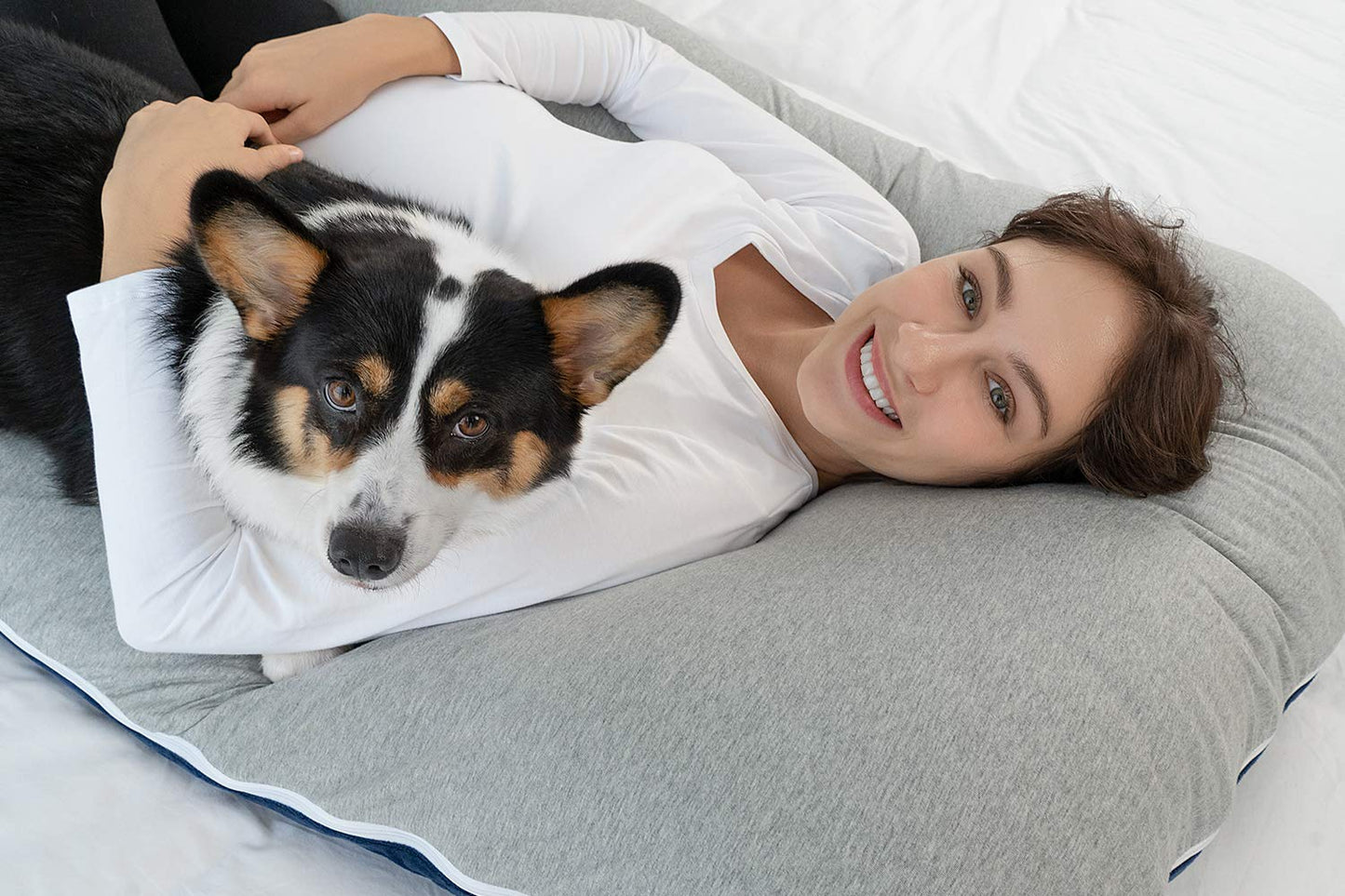 MeiZ Full Body Pregnancy Pillow — Grey