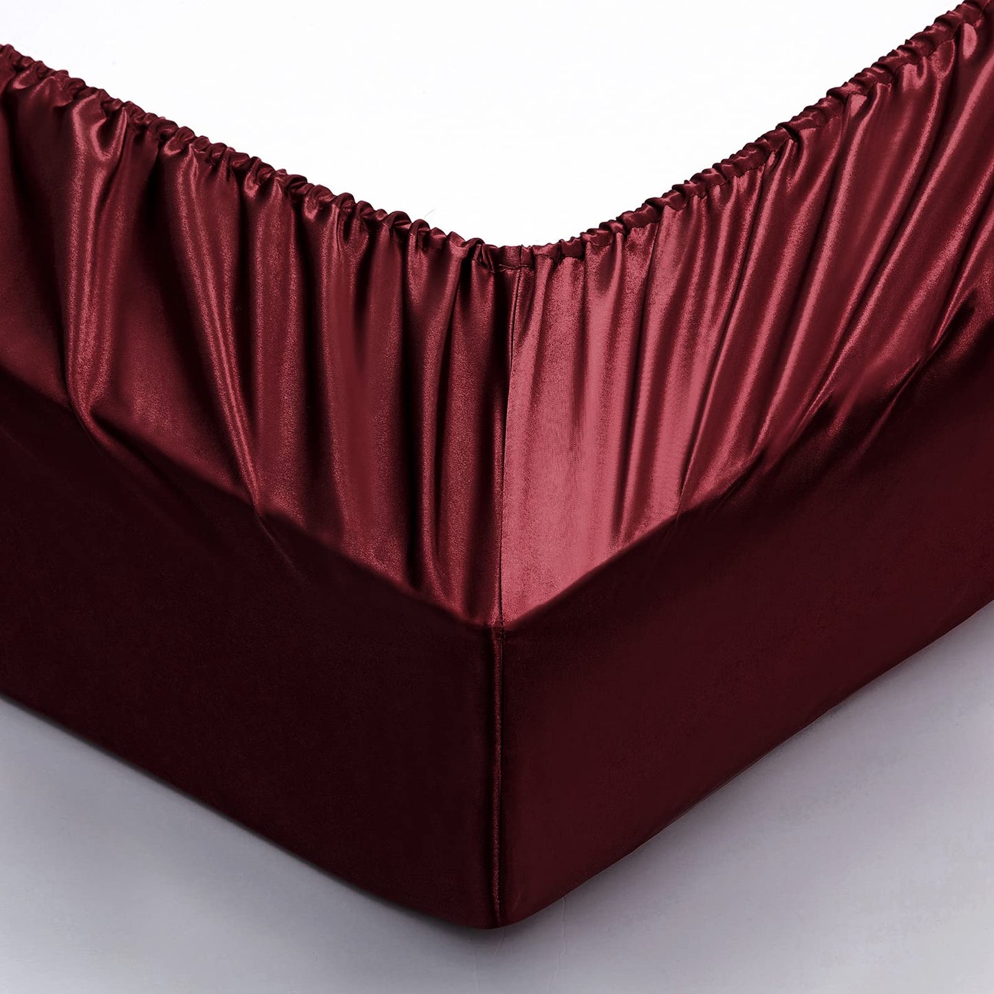 P Pothuiny Satin Sheet Set — Burgundy, Queen