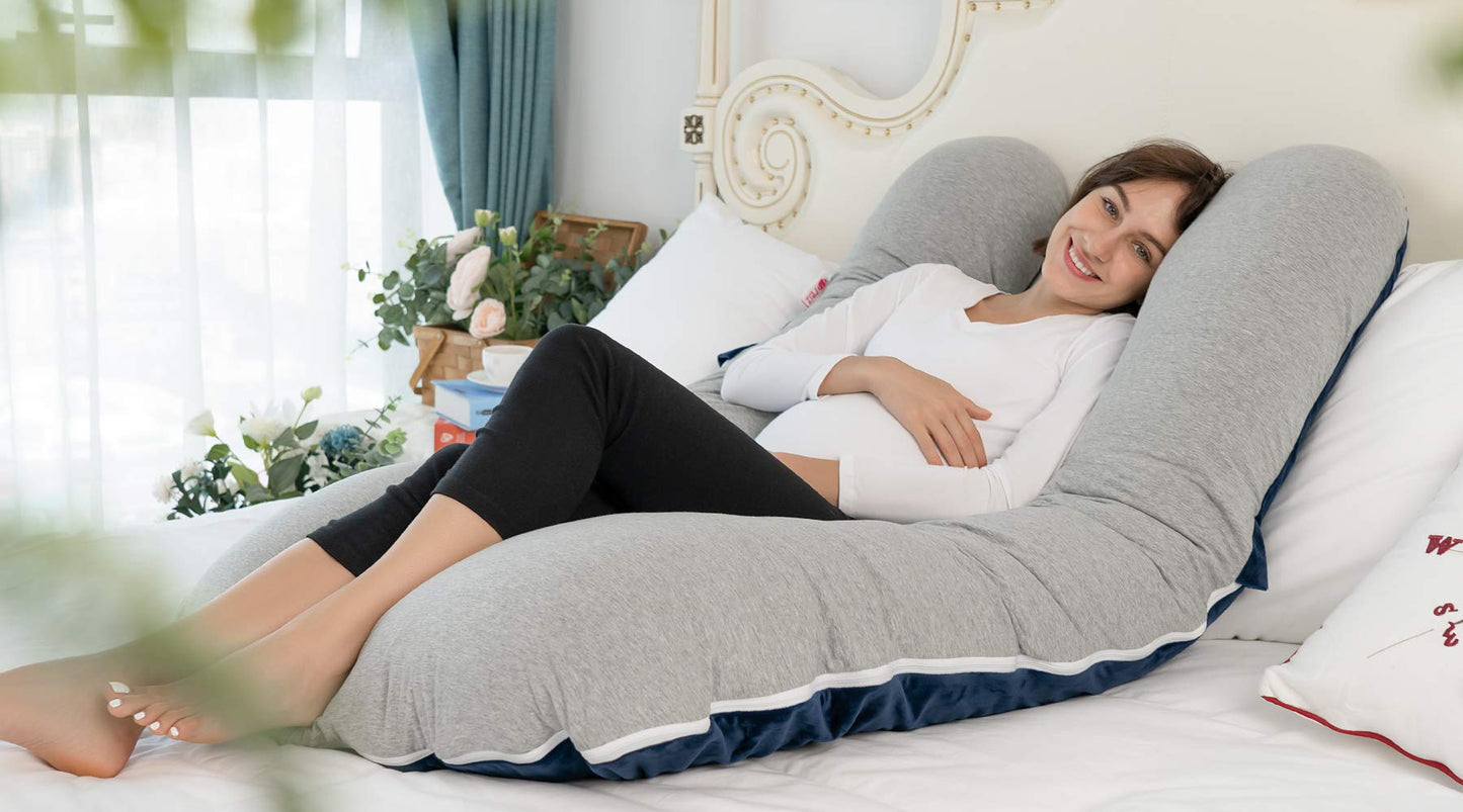 MeiZ Full Body Pregnancy Pillow — Grey