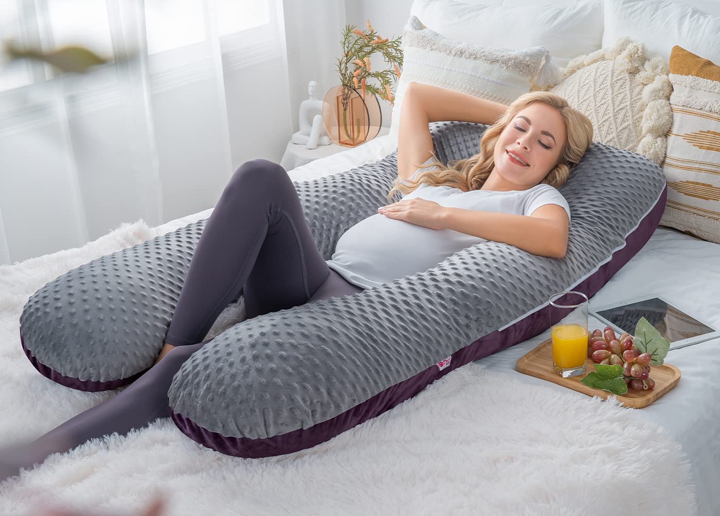 MeiZ Full Body Pregnancy Pillow — Grey