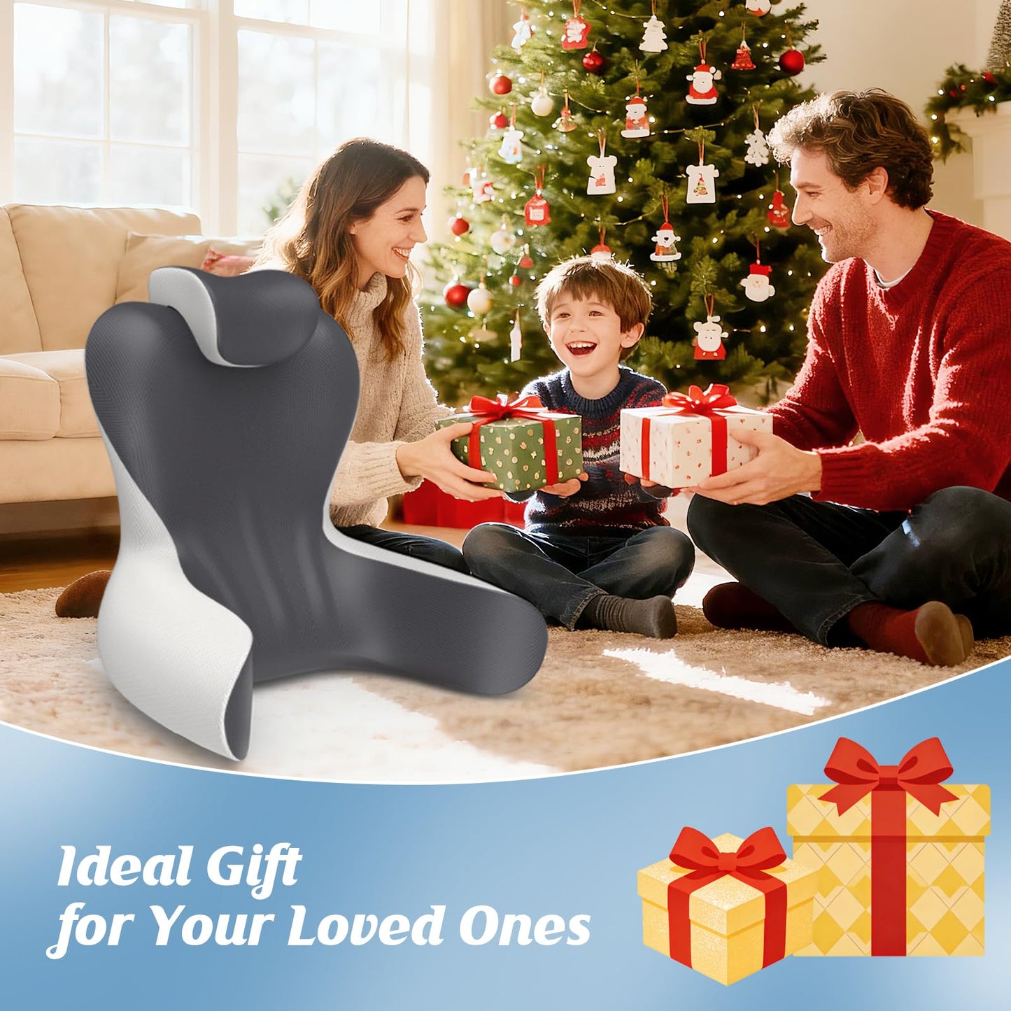Bed Rest Reading Pillow — Grey & Dark Grey