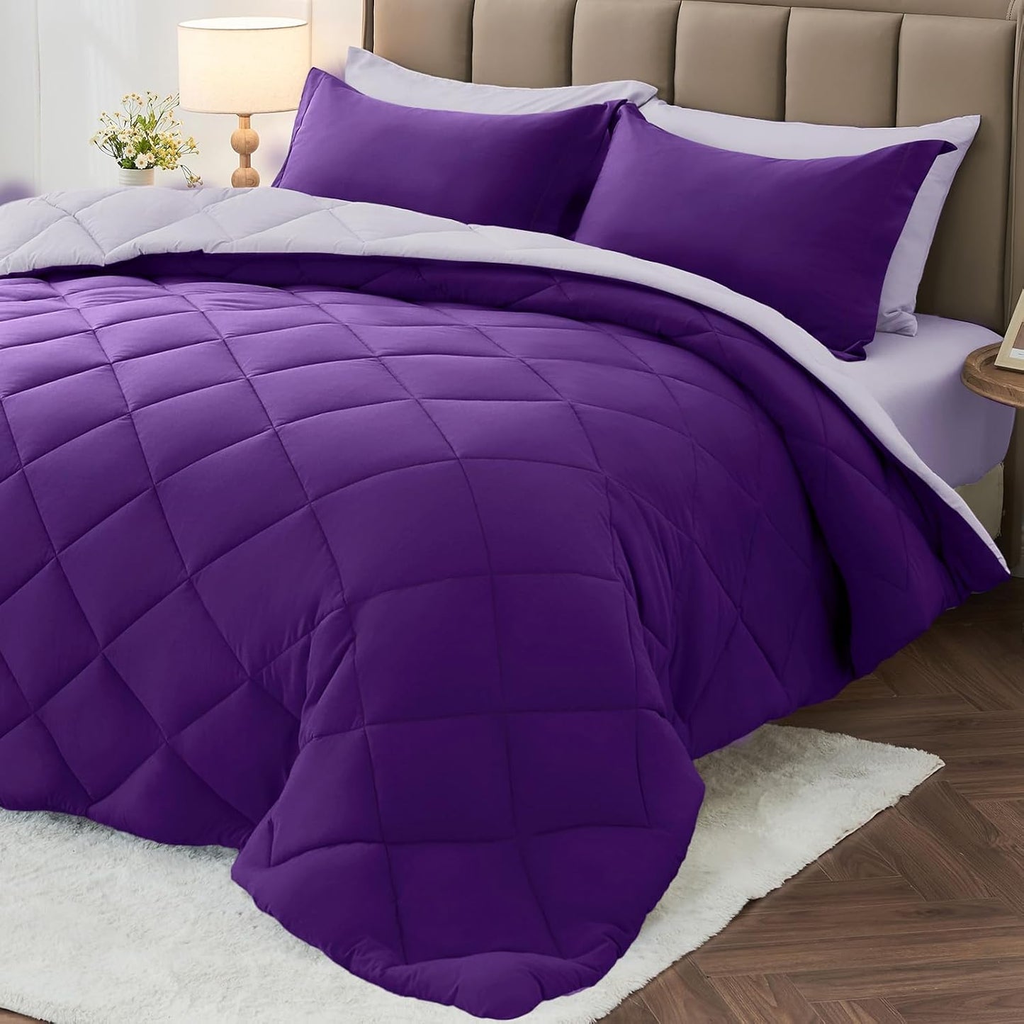 MUXHOMO Reversible Comforter Set — Red & Black, Queen