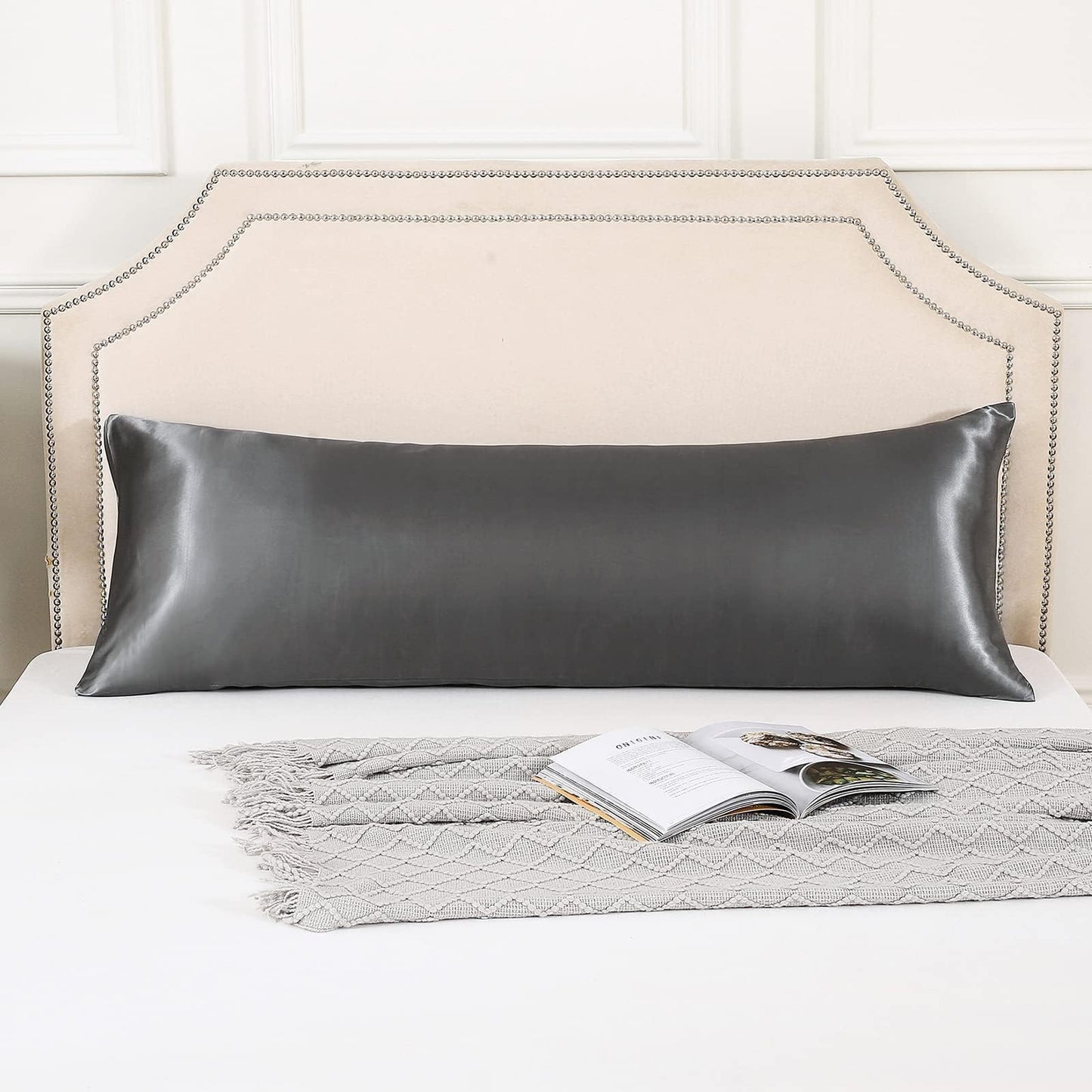 HUXMEYSON Satin Body Pillow — Grey