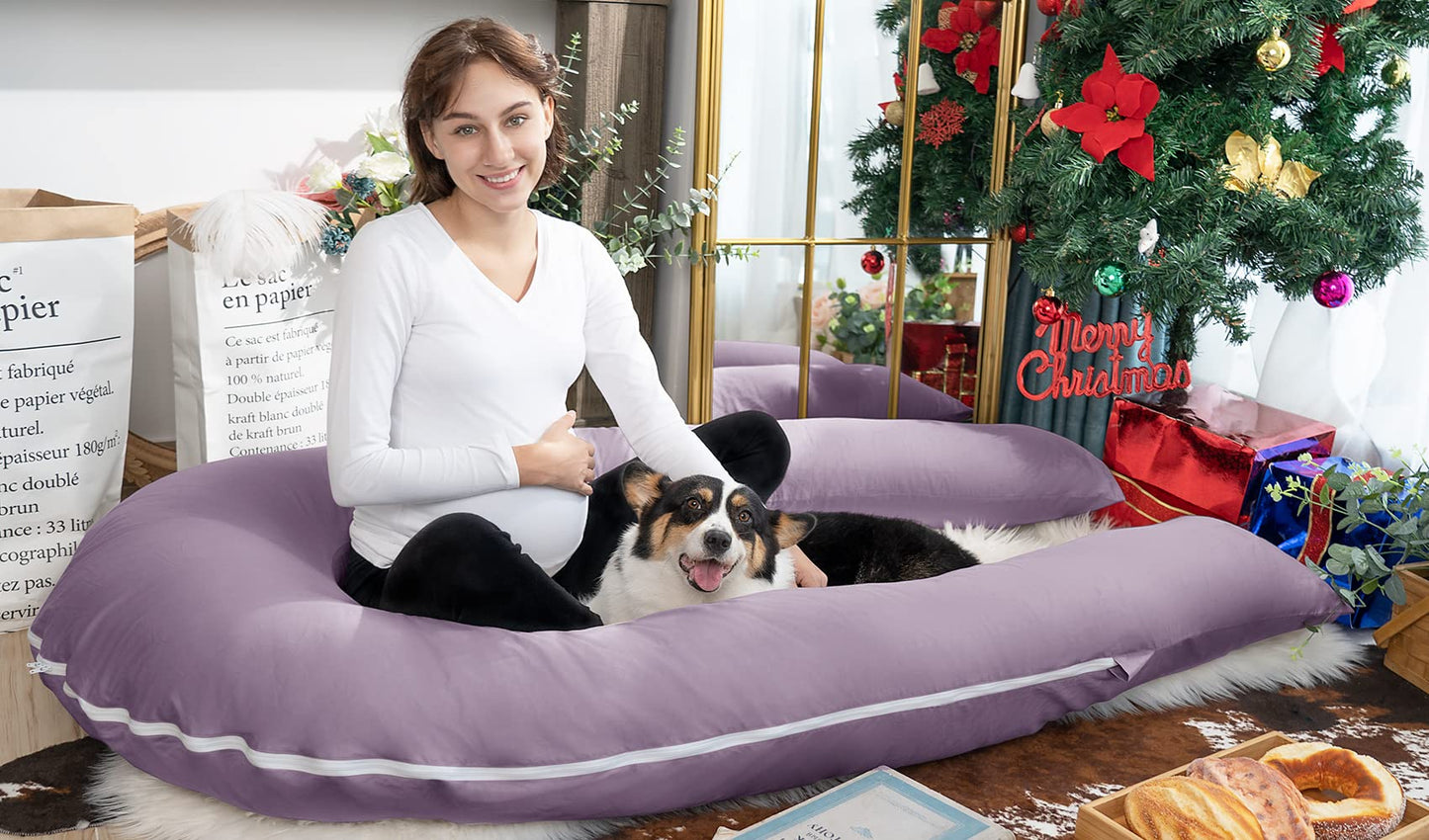 MeiZ Full Body Pregnancy Pillow — Grey