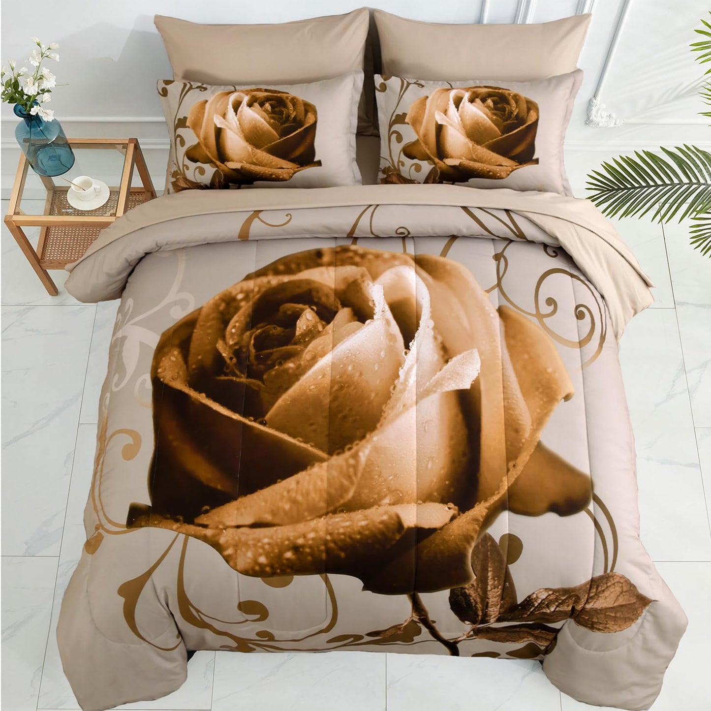 WONGS BEDDING Rose Comforter Set — Red, Queen