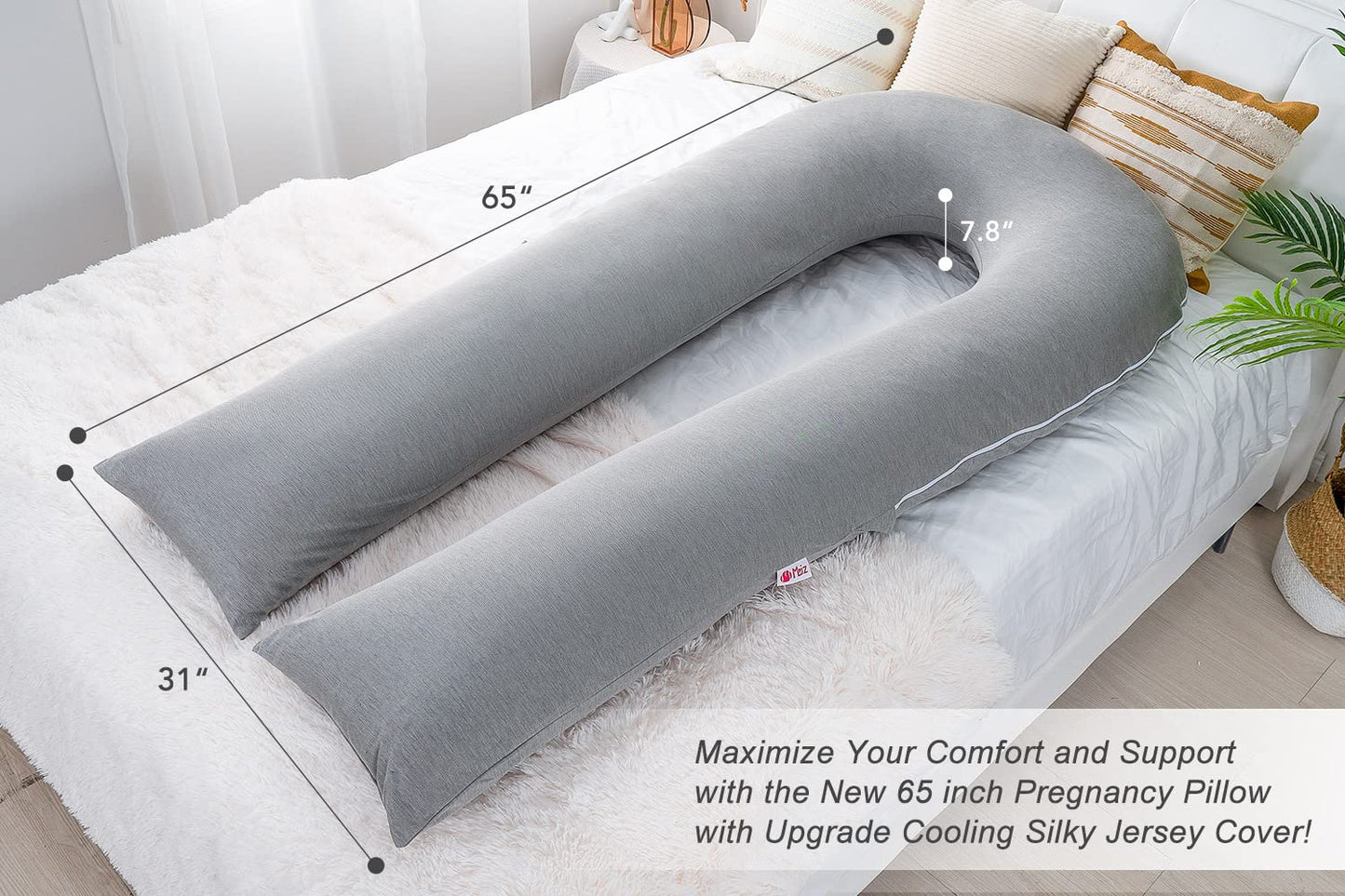 MeiZ Full Body Pregnancy Pillow — Grey