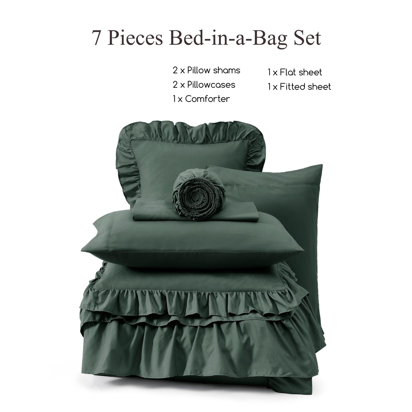 AMBERSPACE Ruffle Comforter Set — Soft Pink, Queen