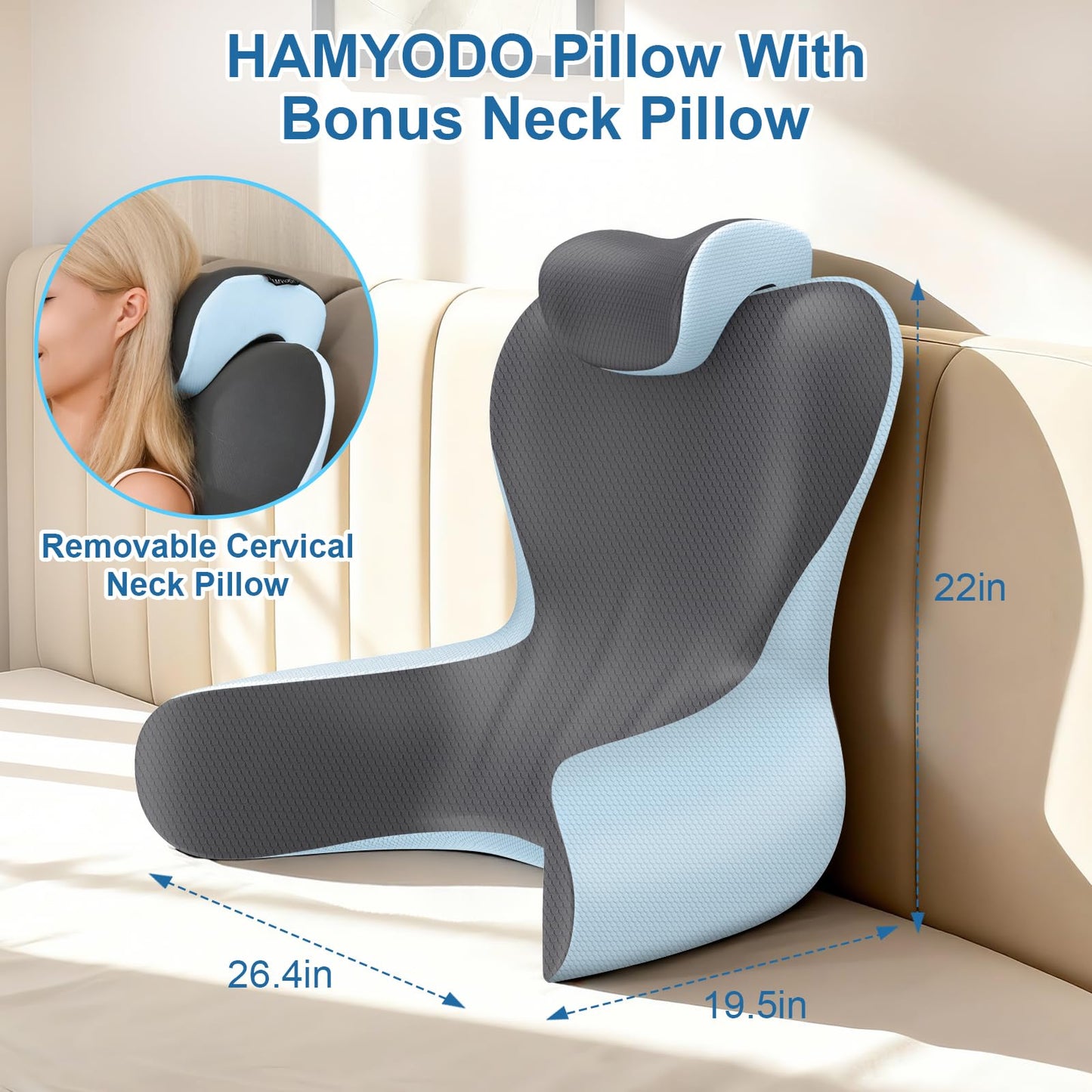 Bed Rest Reading Pillow — Grey & Dark Grey