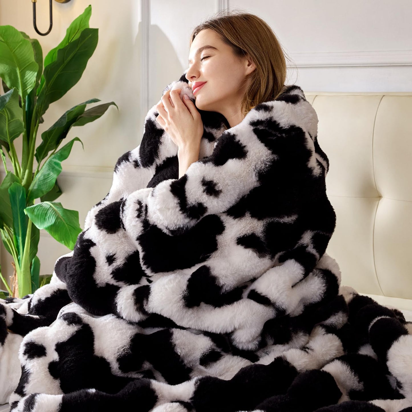 Anysay Faux Fur Throw Blanket — Tie-Dye Grey