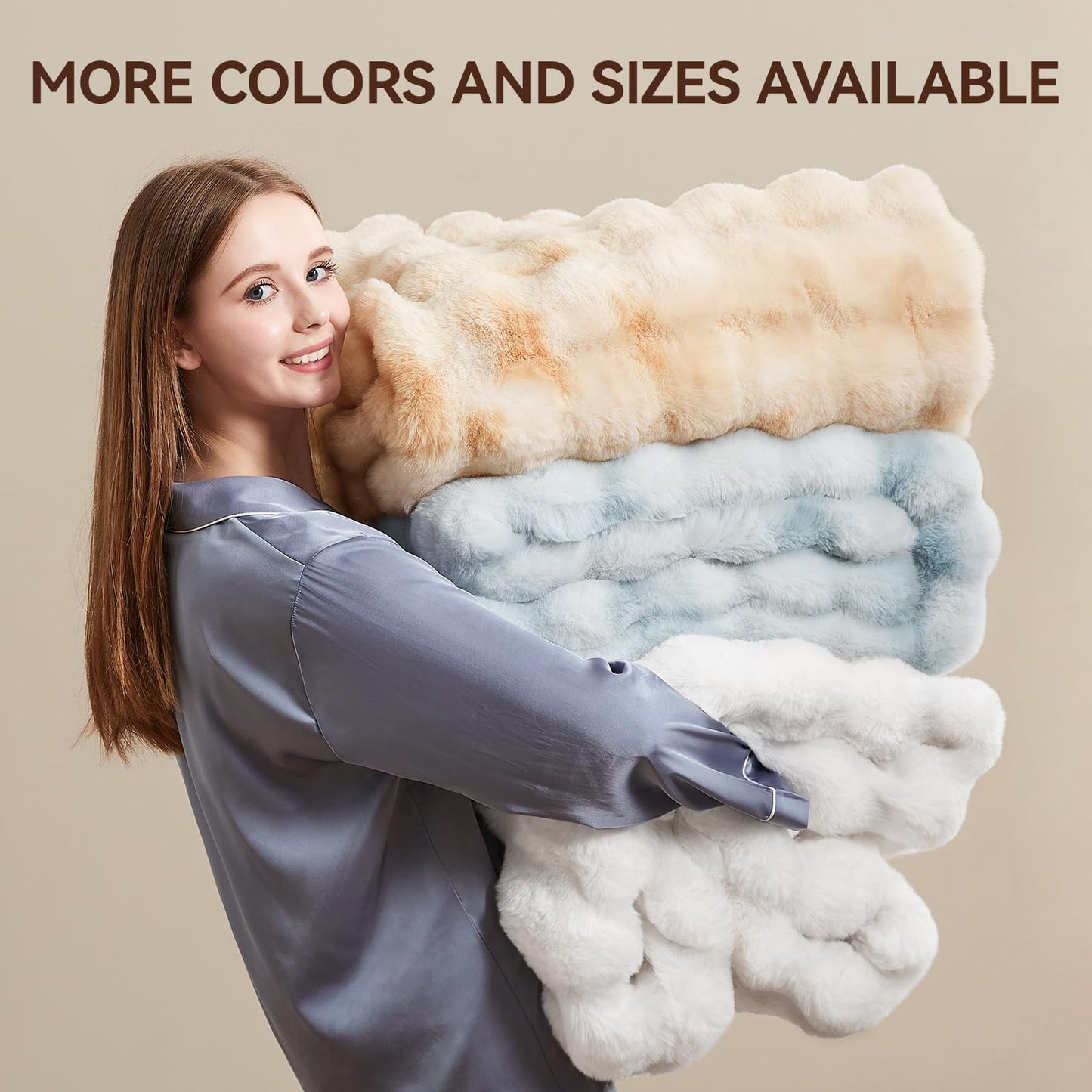 Anysay Faux Fur Throw Blanket — Tie-Dye Grey