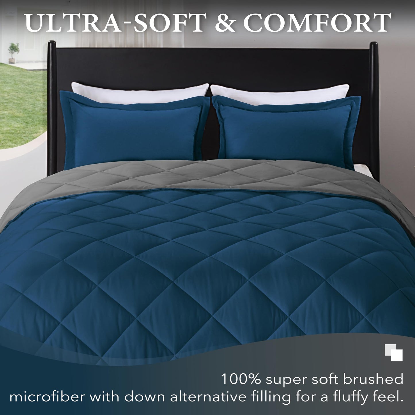 downluxe Comforter Set — Red & Black, King
