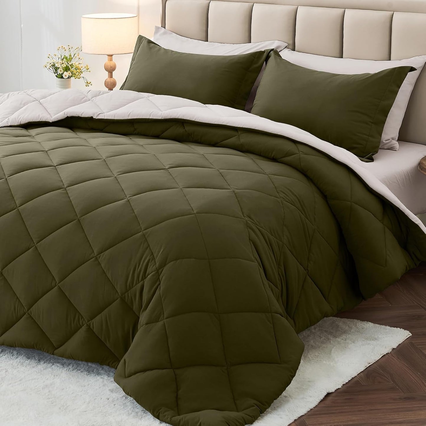 MUXHOMO Reversible Comforter Set — Red & Black, Queen