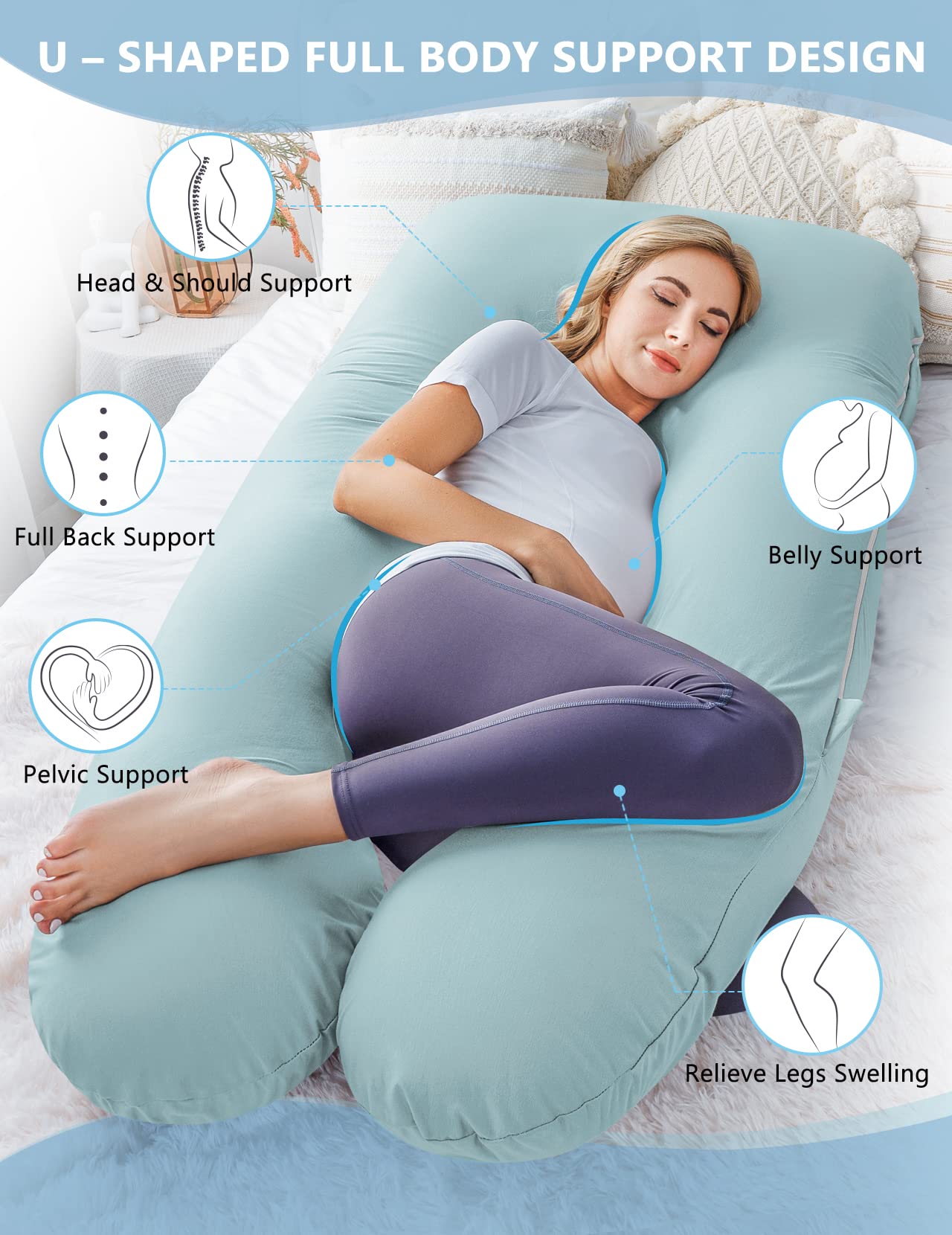 MeiZ Full Body Pregnancy Pillow — Grey