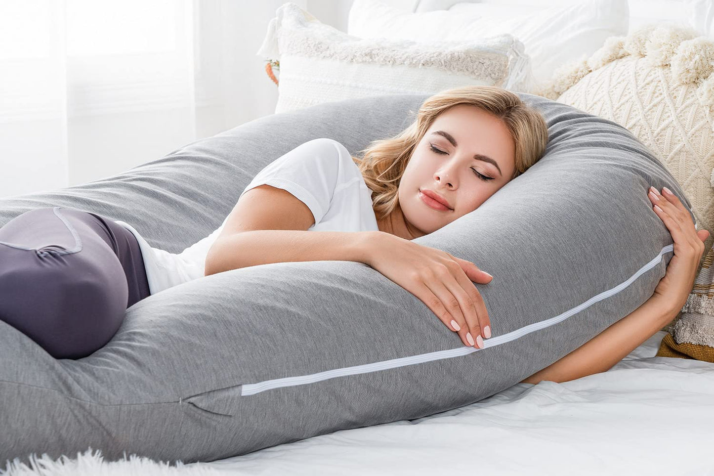 MeiZ Full Body Pregnancy Pillow — Grey