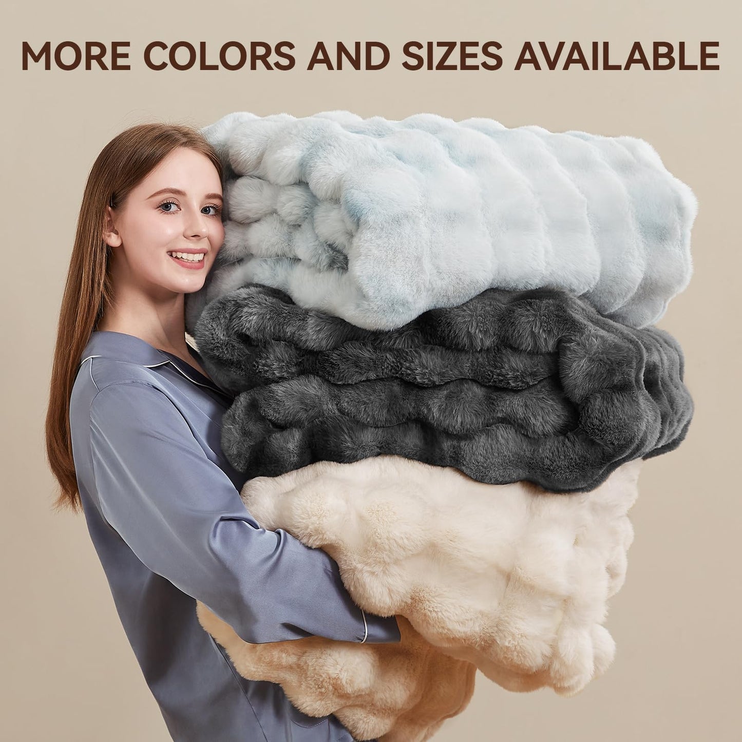 Anysay Faux Fur Throw Blanket — Tie-Dye Grey
