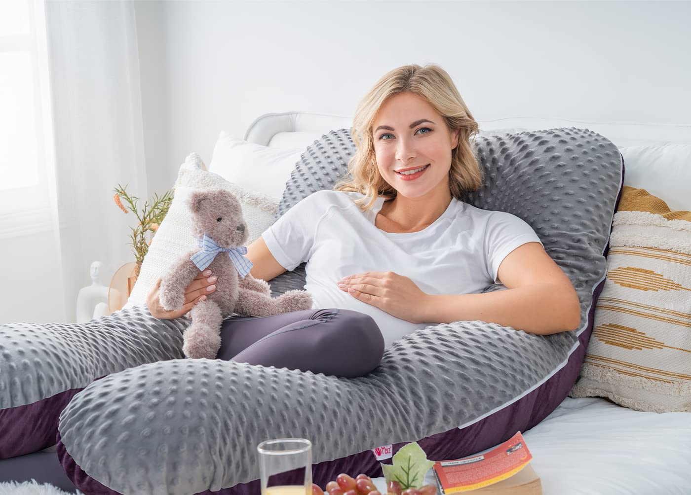 MeiZ Full Body Pregnancy Pillow — Grey