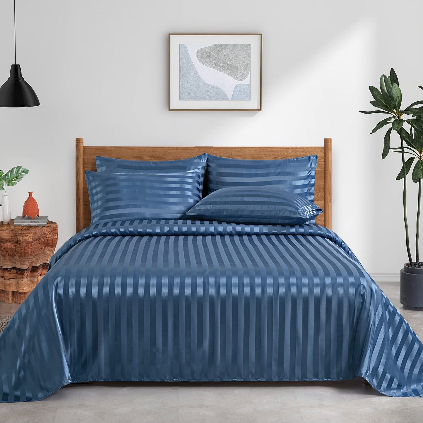 P Pothuiny Satin Sheet Set — Burgundy, Queen