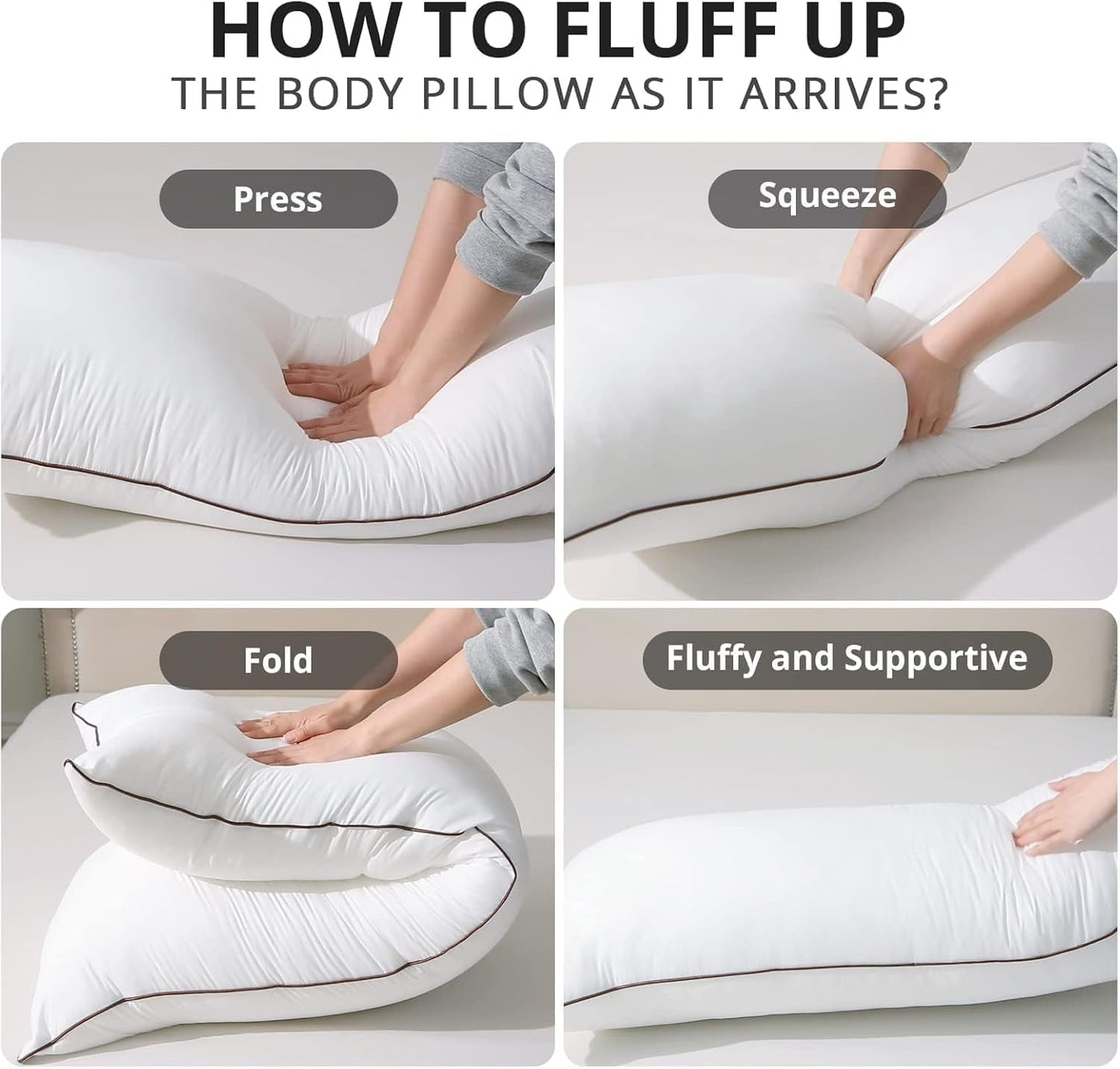 HUXMEYSON Satin Body Pillow — Grey
