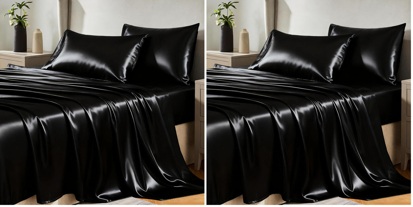 CozyLux Satin Sheet Set — Brown