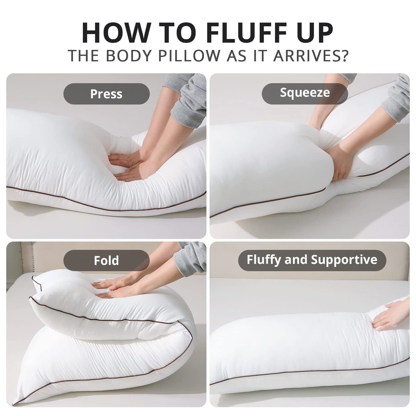 HUXMEYSON Satin Body Pillow — Grey