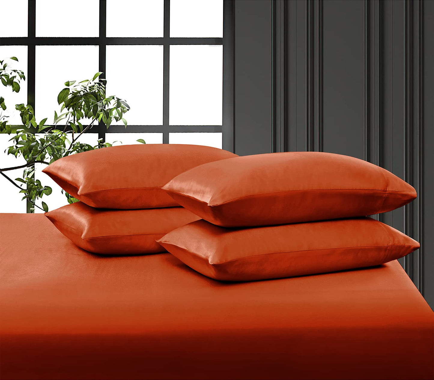 P Pothuiny Satin Sheet Set — Burgundy, Queen