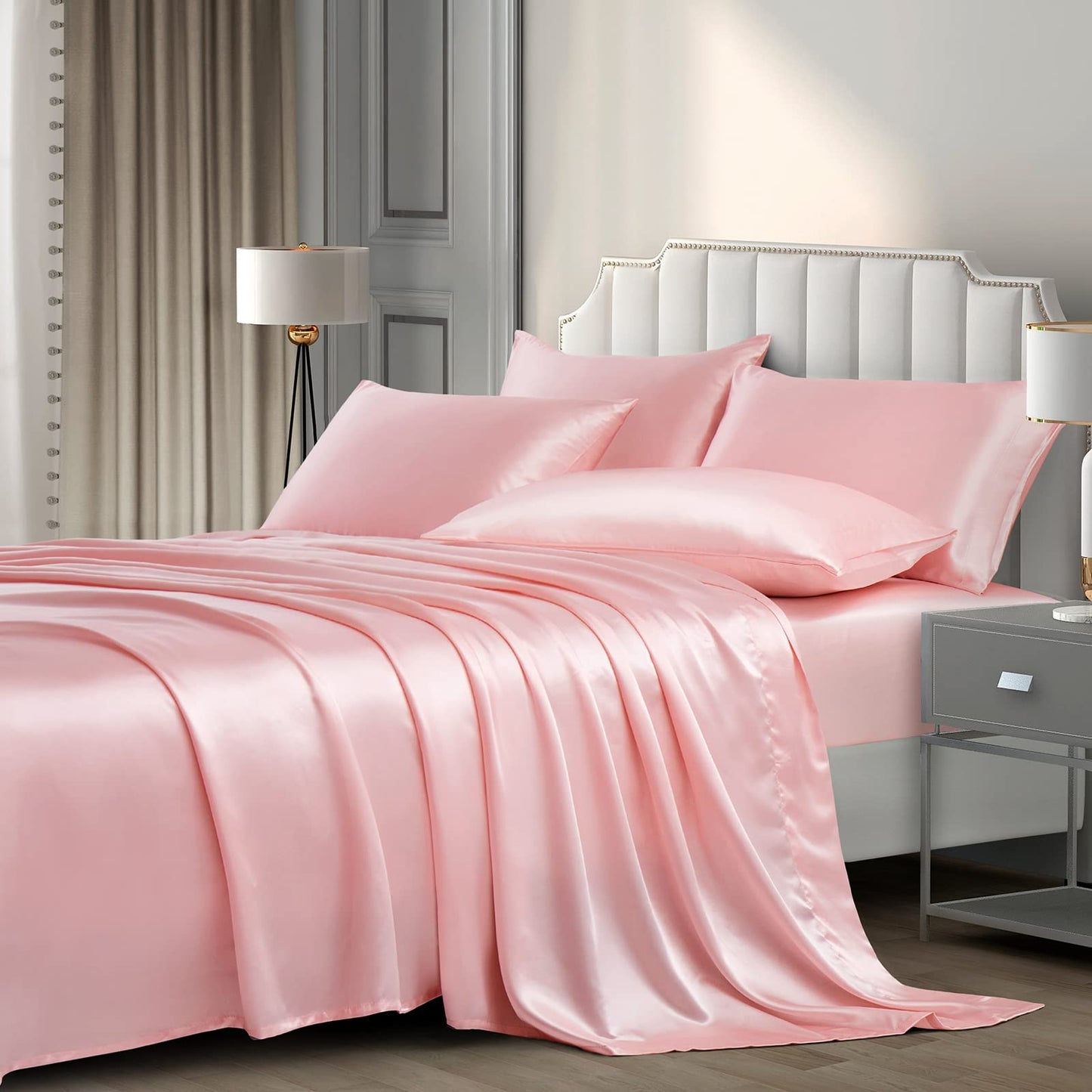 P Pothuiny Satin Sheet Set — Burgundy, Queen