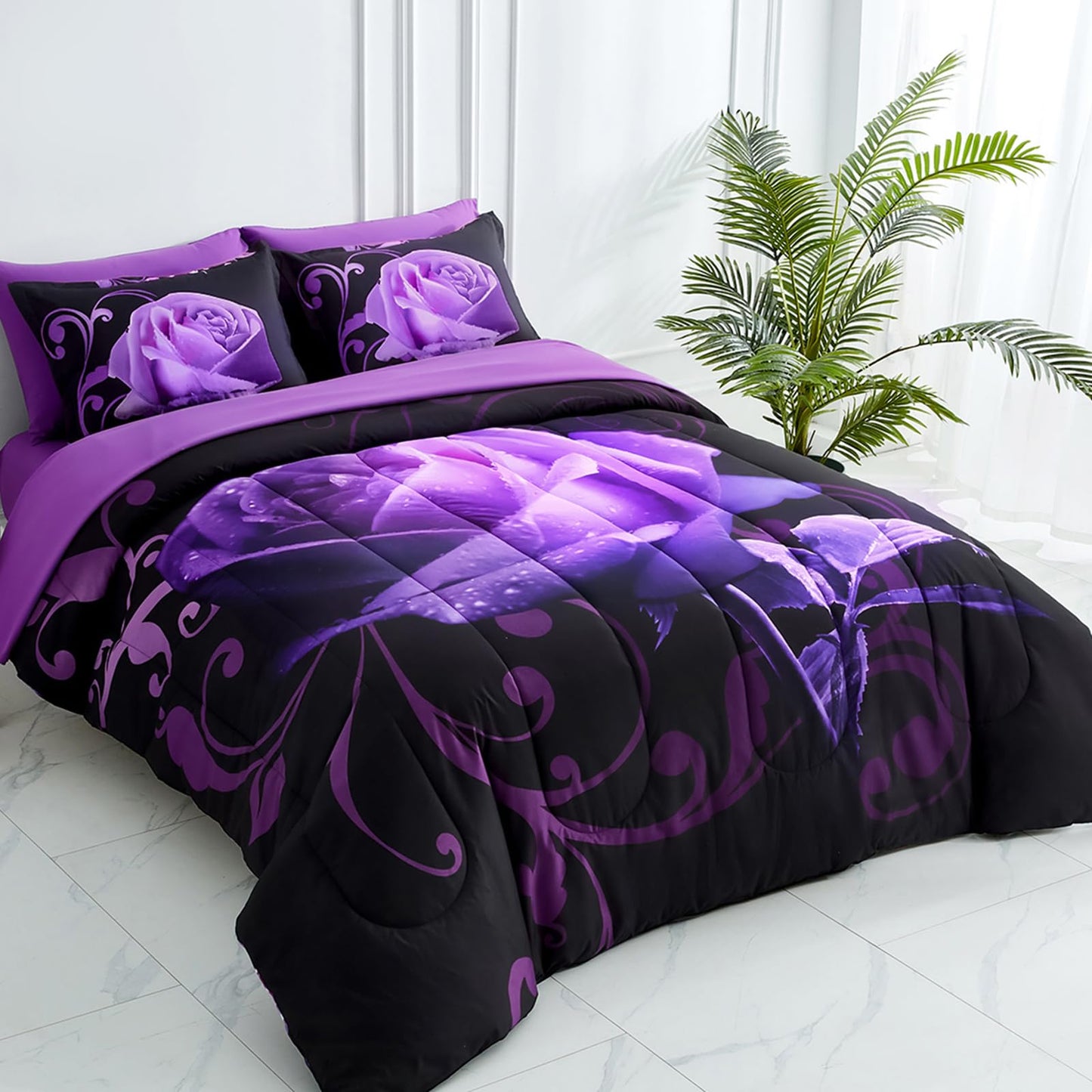 WONGS BEDDING Rose Comforter Set — Red, Queen