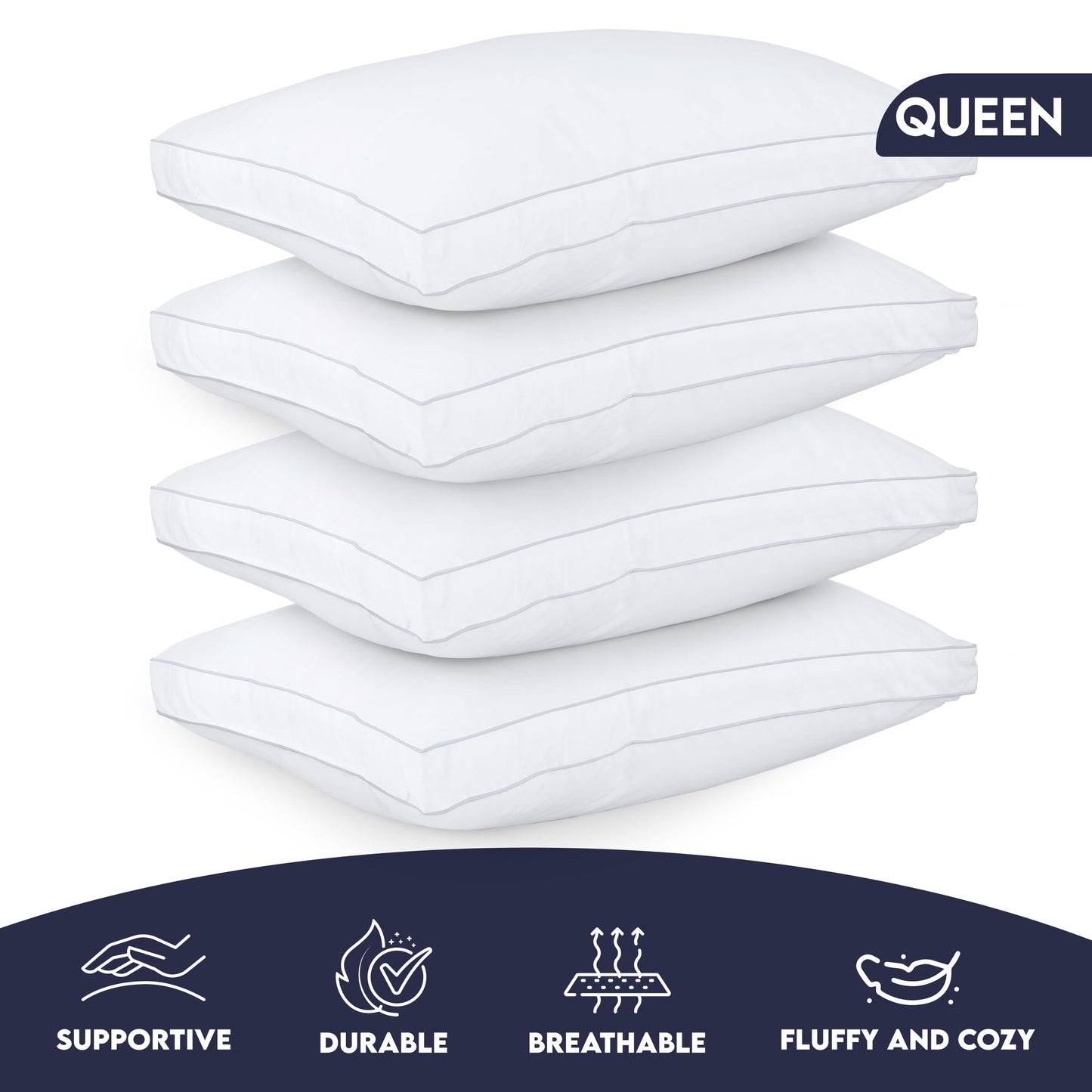 Utopia Down Alternative Pillows — White, Queen (Set of 2)