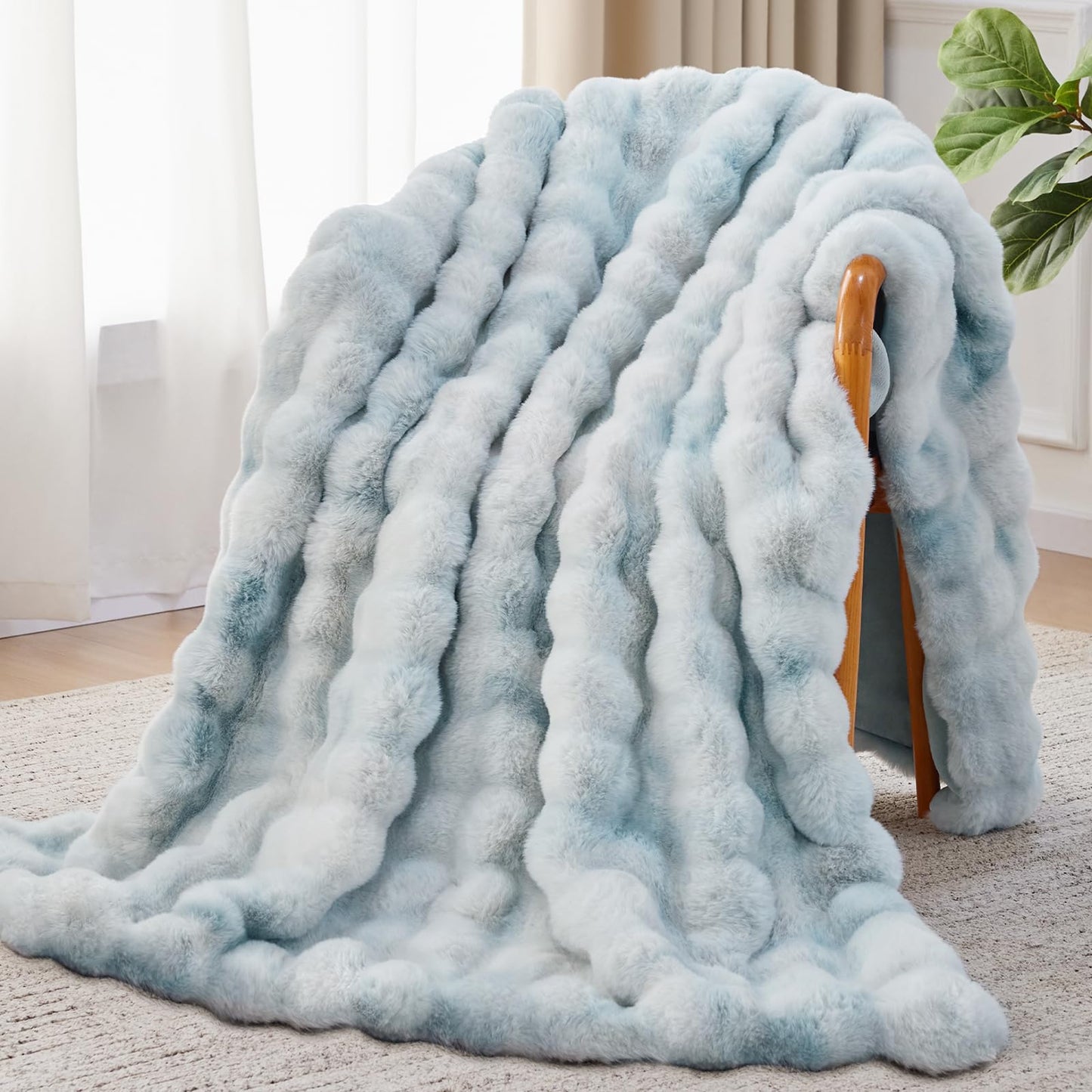 Anysay Faux Fur Throw Blanket — Tie-Dye Grey